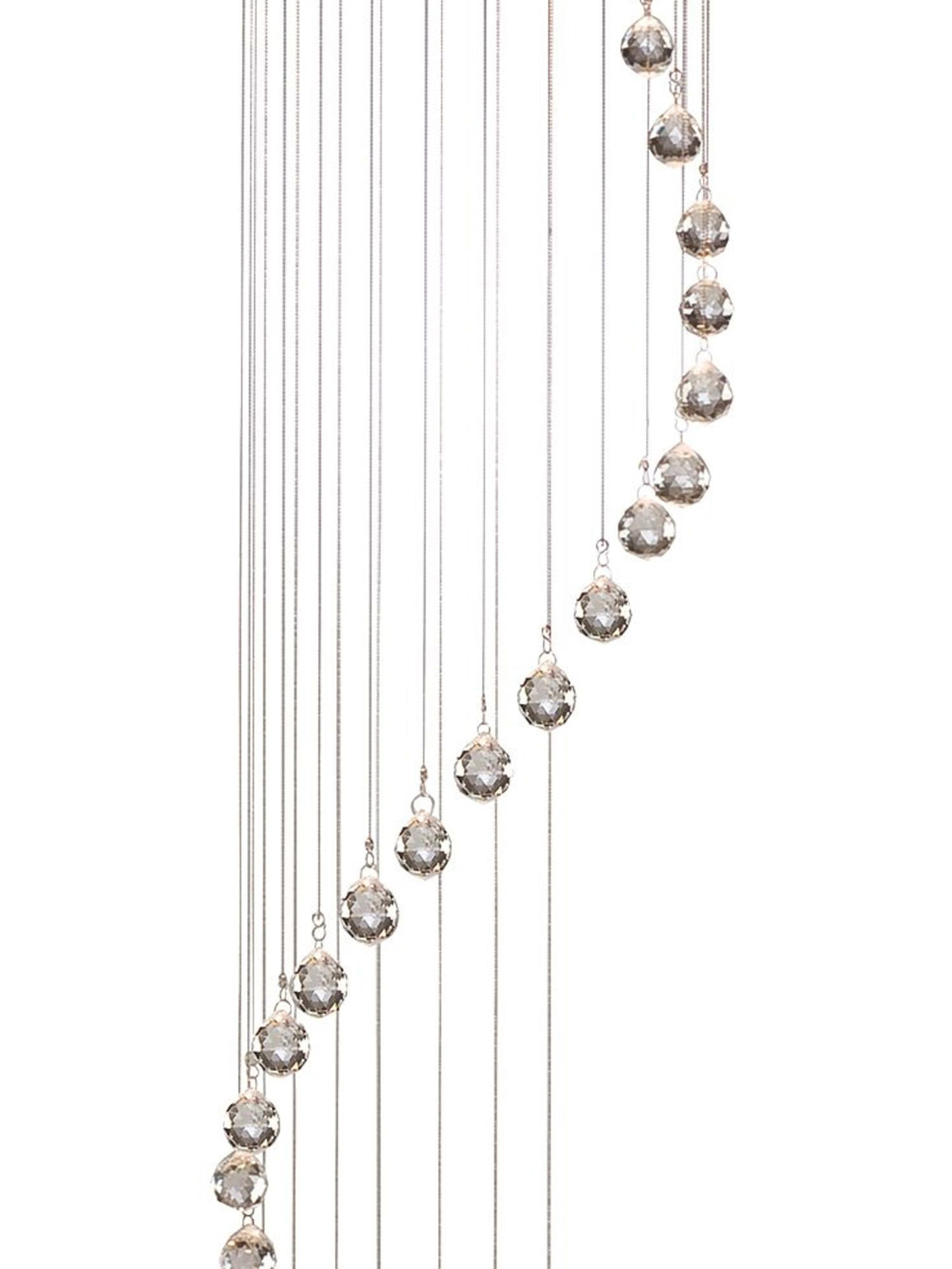 Searchlight Chrome 5 Light Multi - Drop Pendant, Crystal Balls, Adjustable Height