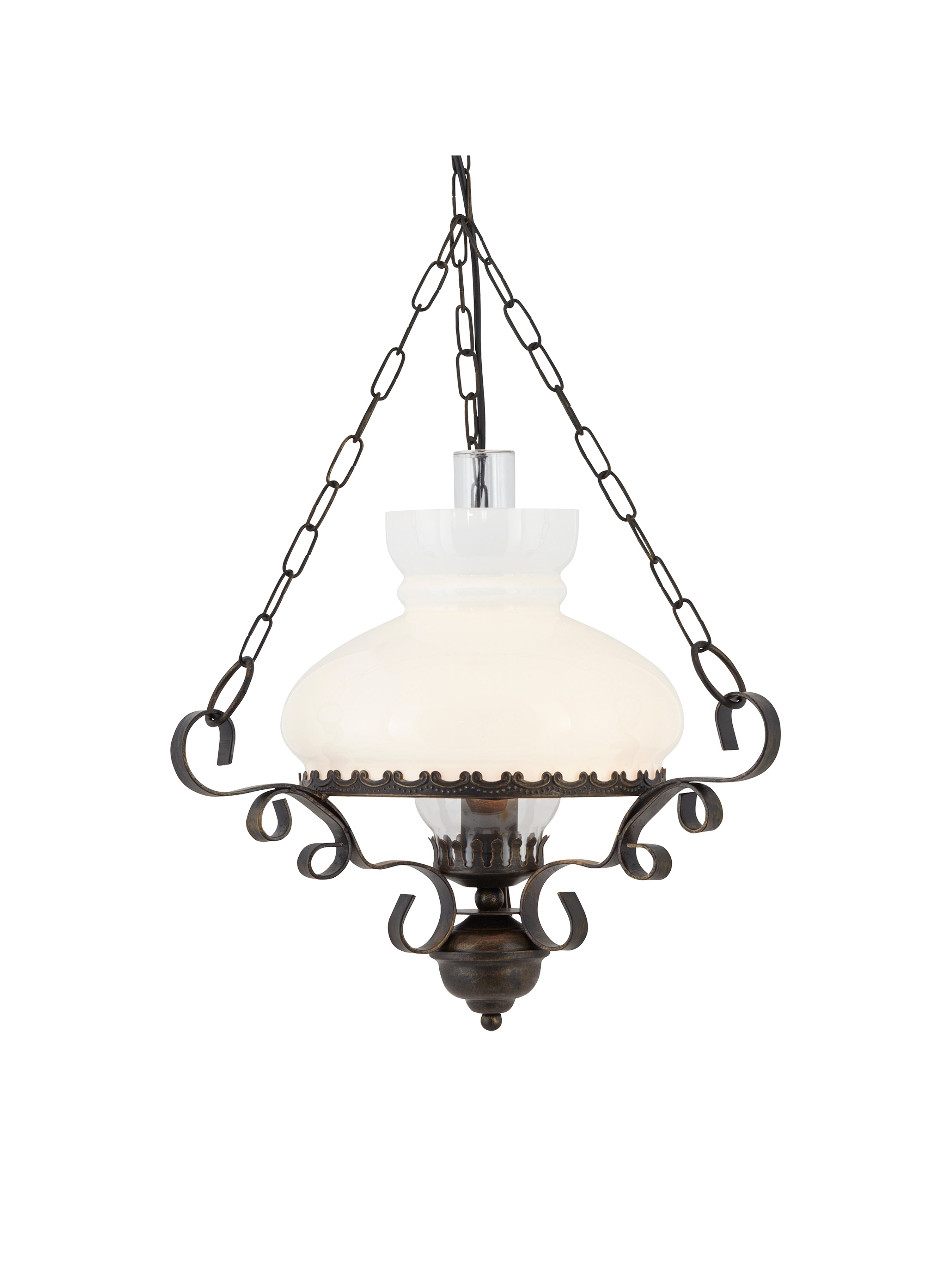 Searchlight Redgrave Wrought Iron Oil Lantern With Opal Glass Diffuser