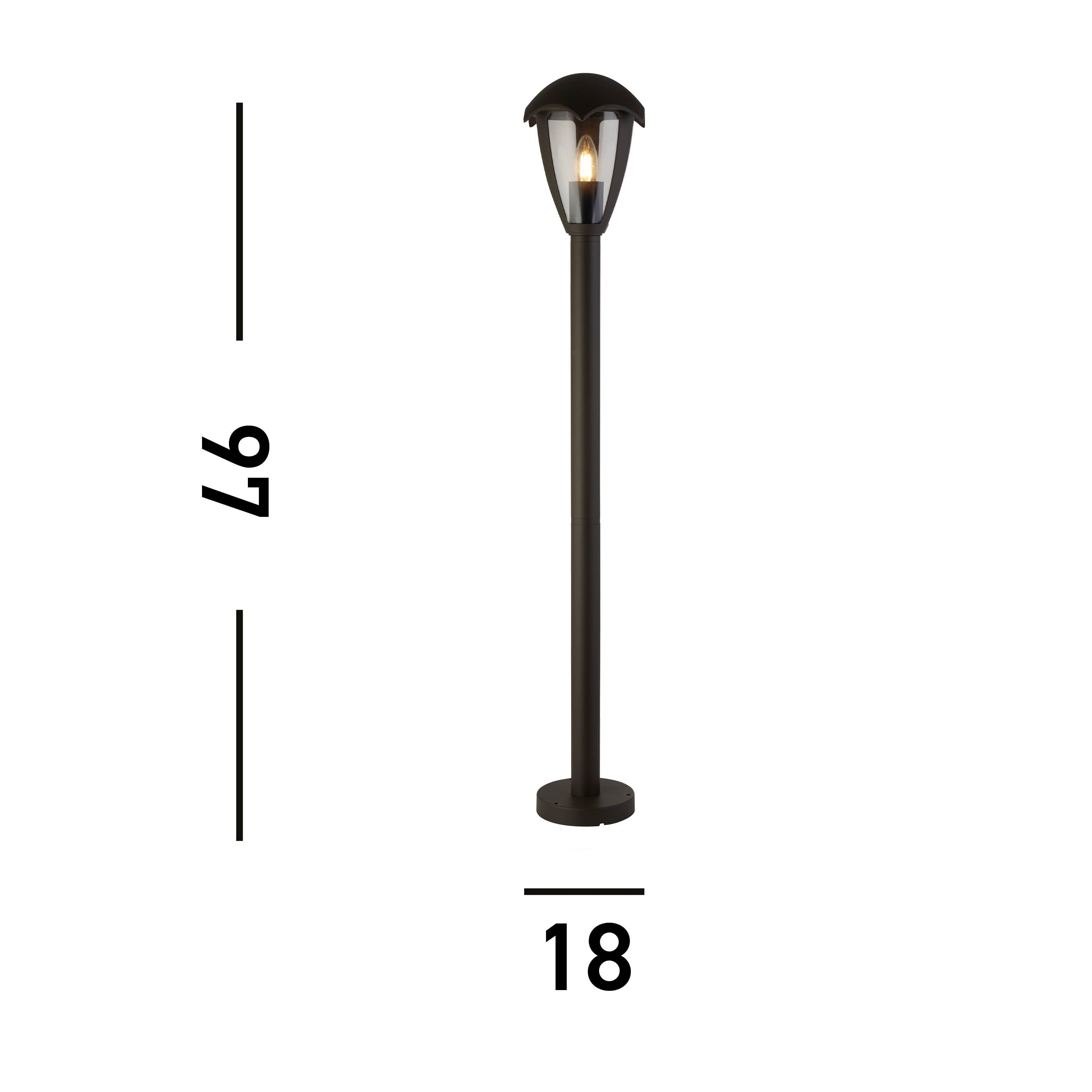 Searchlight Bembridge 97cm Outdoor Post - Grey & Clear Polycarbonate
