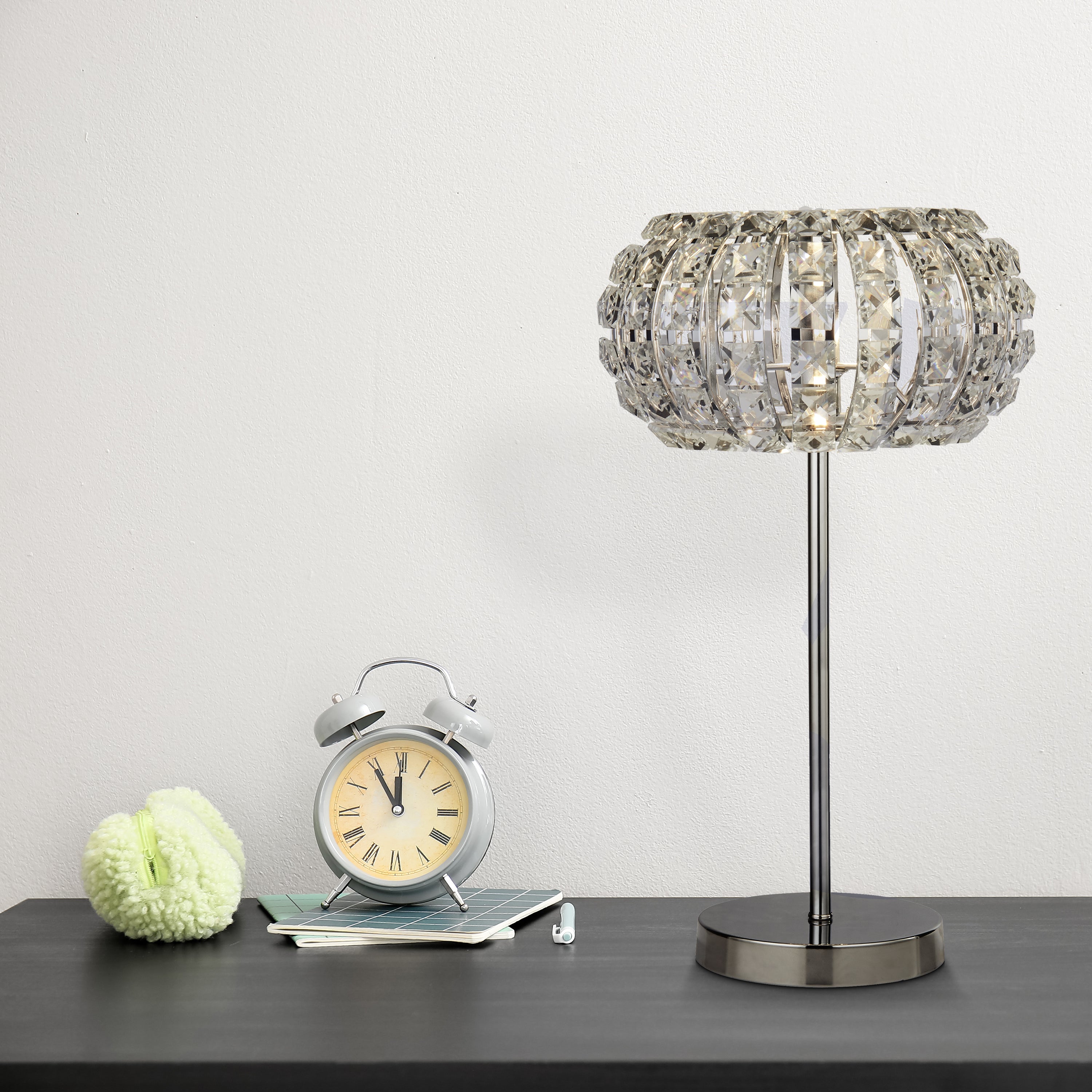 Searchlight Maria Table Lamp - Chrome, Crystal Glass & Sand Diffuser