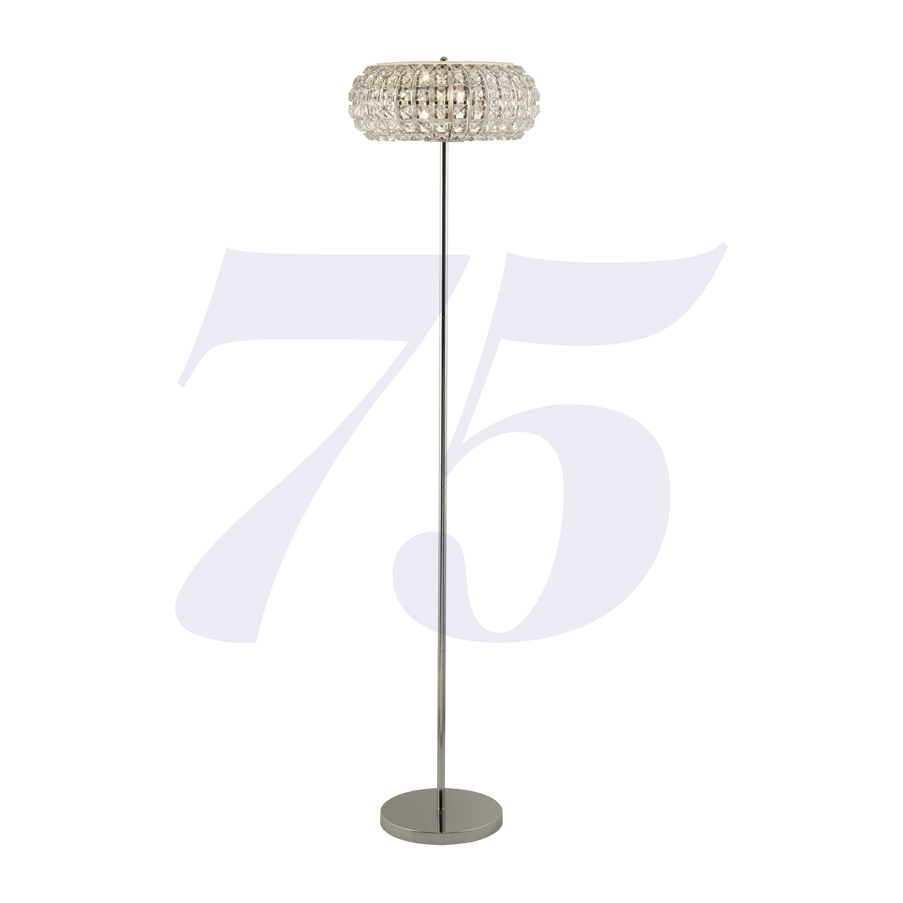 Searchlight Maria 3 Light Floor Lamp - Chrome, Crystal Glass & Sand
