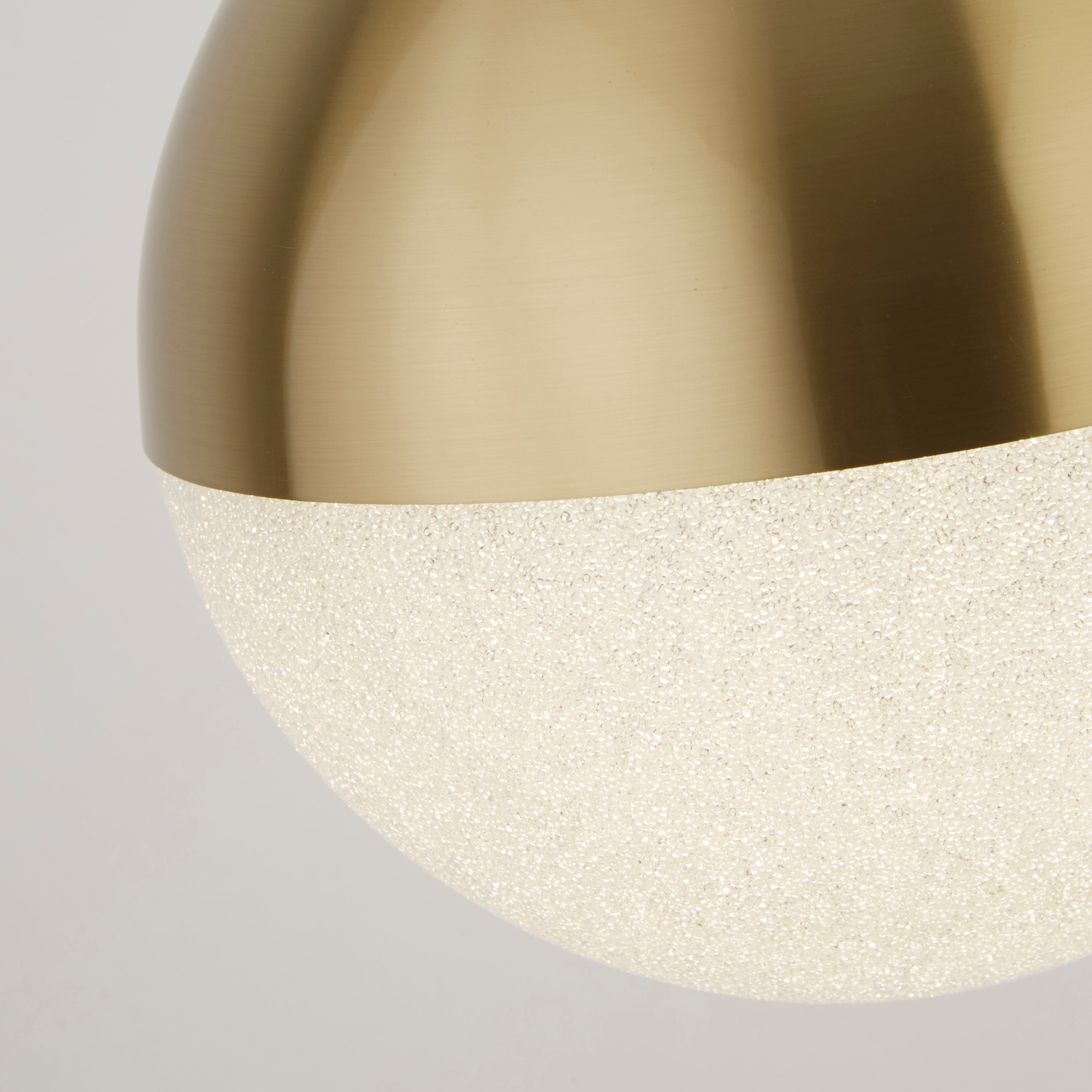 Searchlight Malta LED Pendant - Satin Brass & Crushed Ice Shade