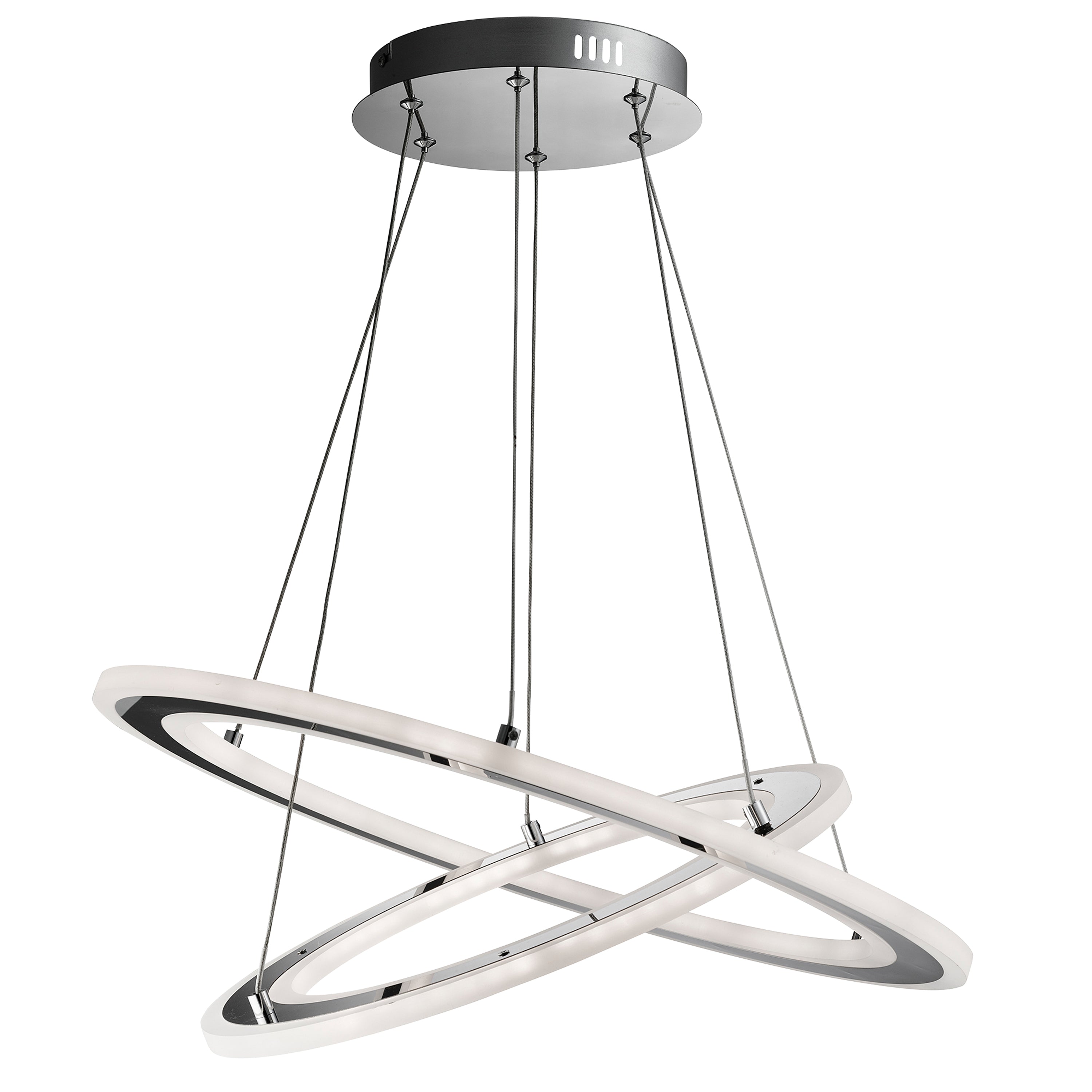 Searchlight Smith - LED 2 Hoops Ceiling, Chrome, Frosted Acrylic