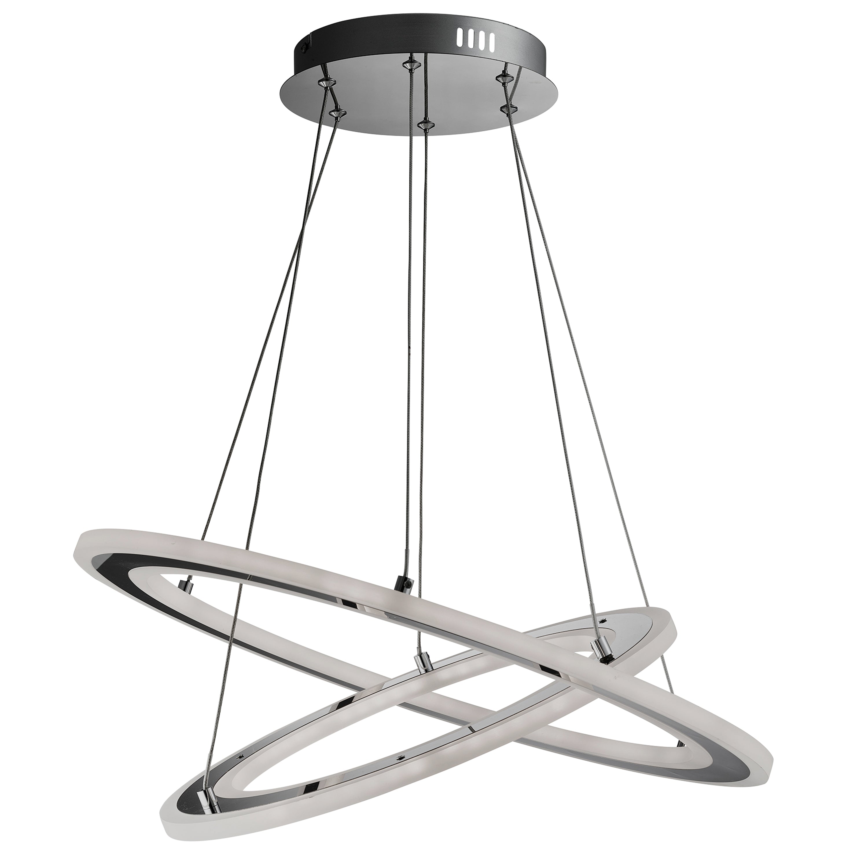 Searchlight Smith - LED 2 Hoops Ceiling, Chrome, Frosted Acrylic
