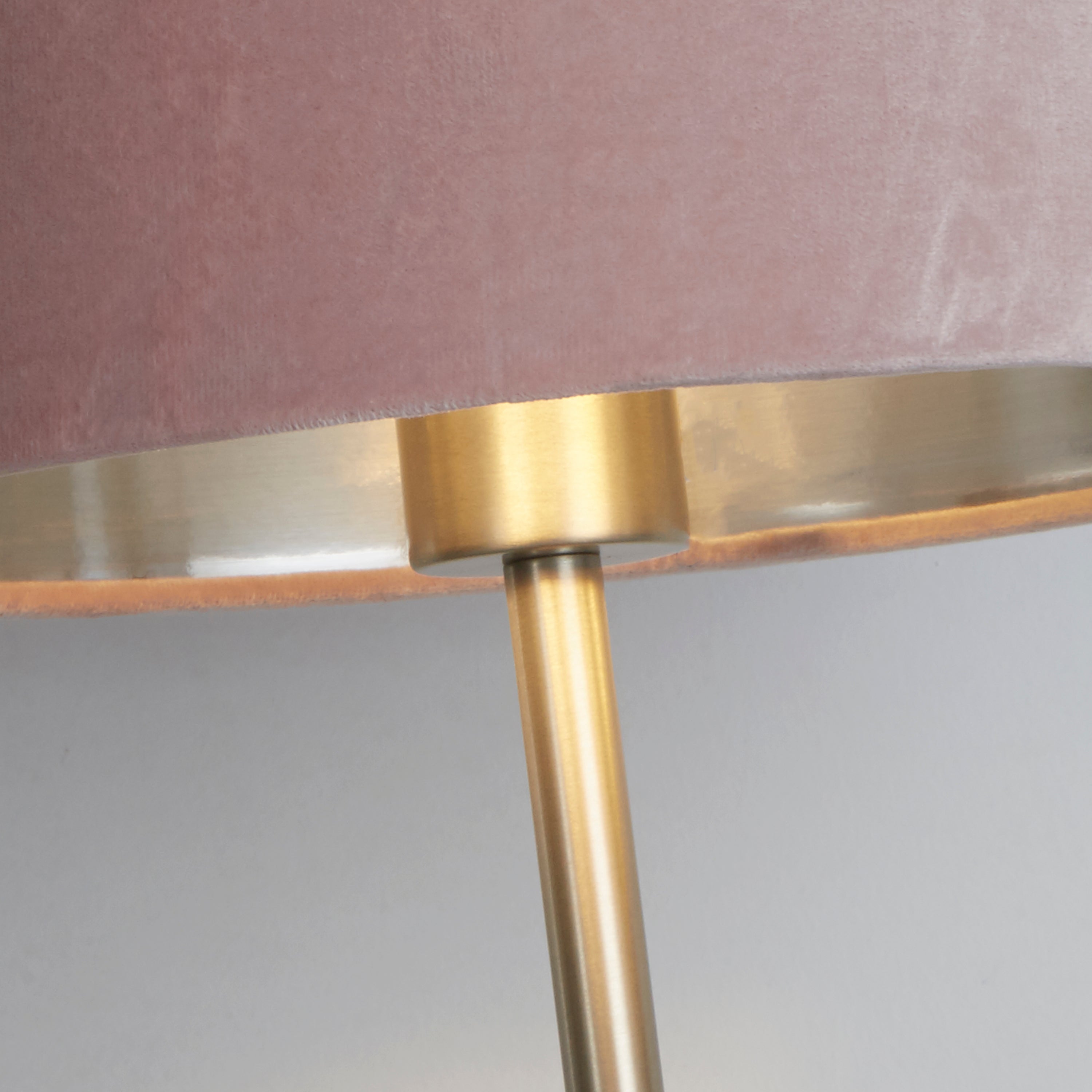 Searchlight Fairview USB Table Lamp - Satin Nickel & Pink Velvet Shade