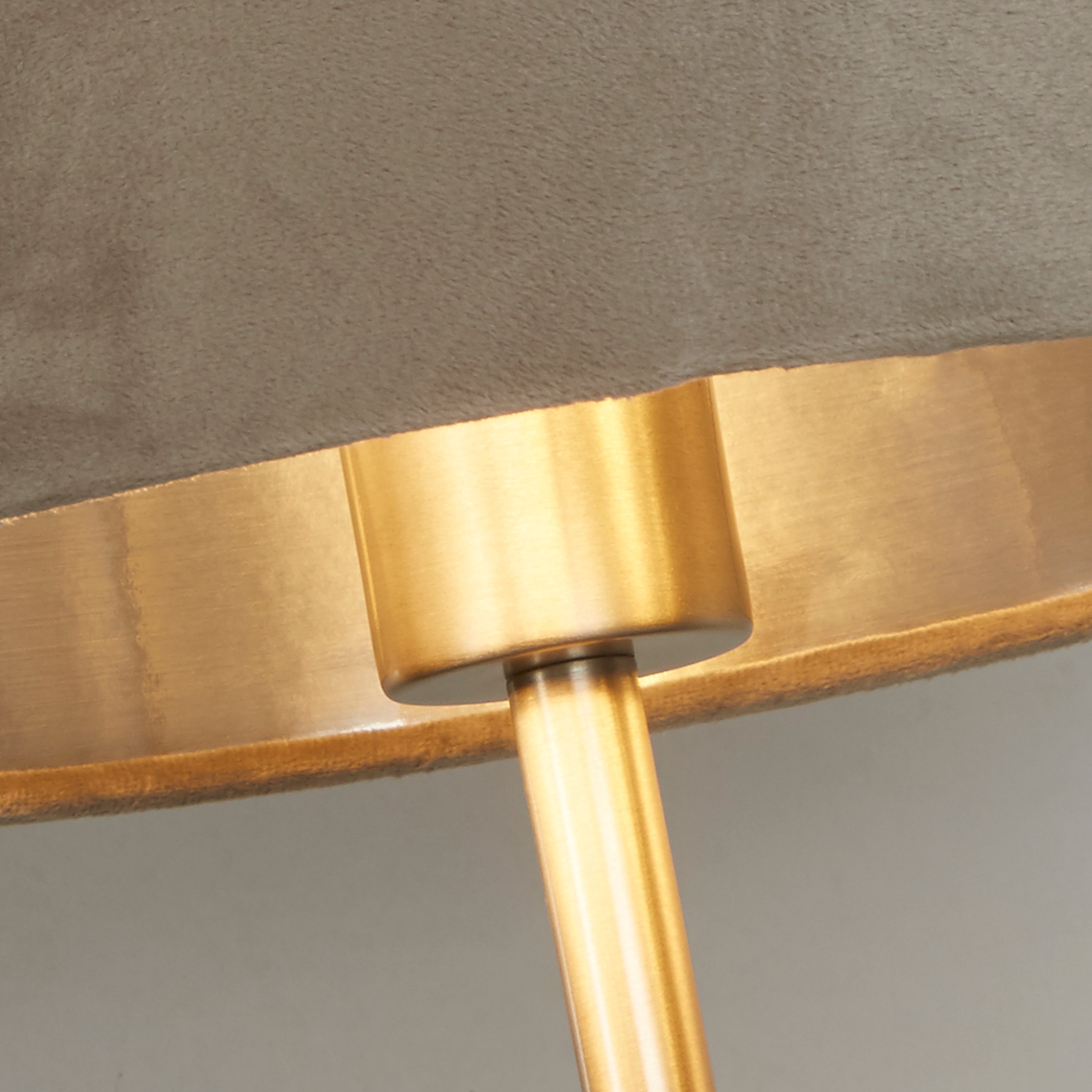 Searchlight Fairview USB Table Lamp - Satin Nickel & Taupe Velvet Shade