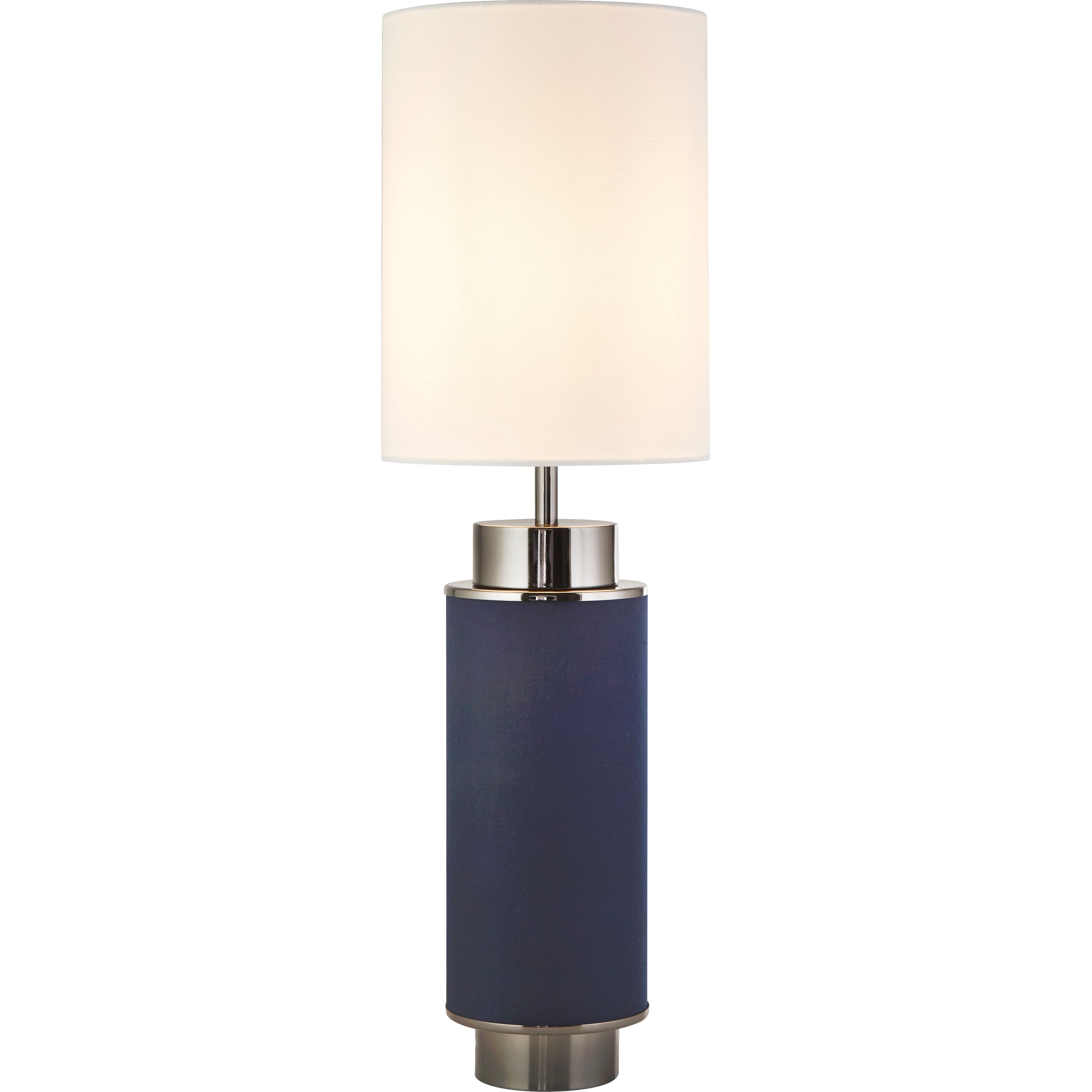Searchlight Feltwell Table Lamp - Black Nickel, Navy & White Linen