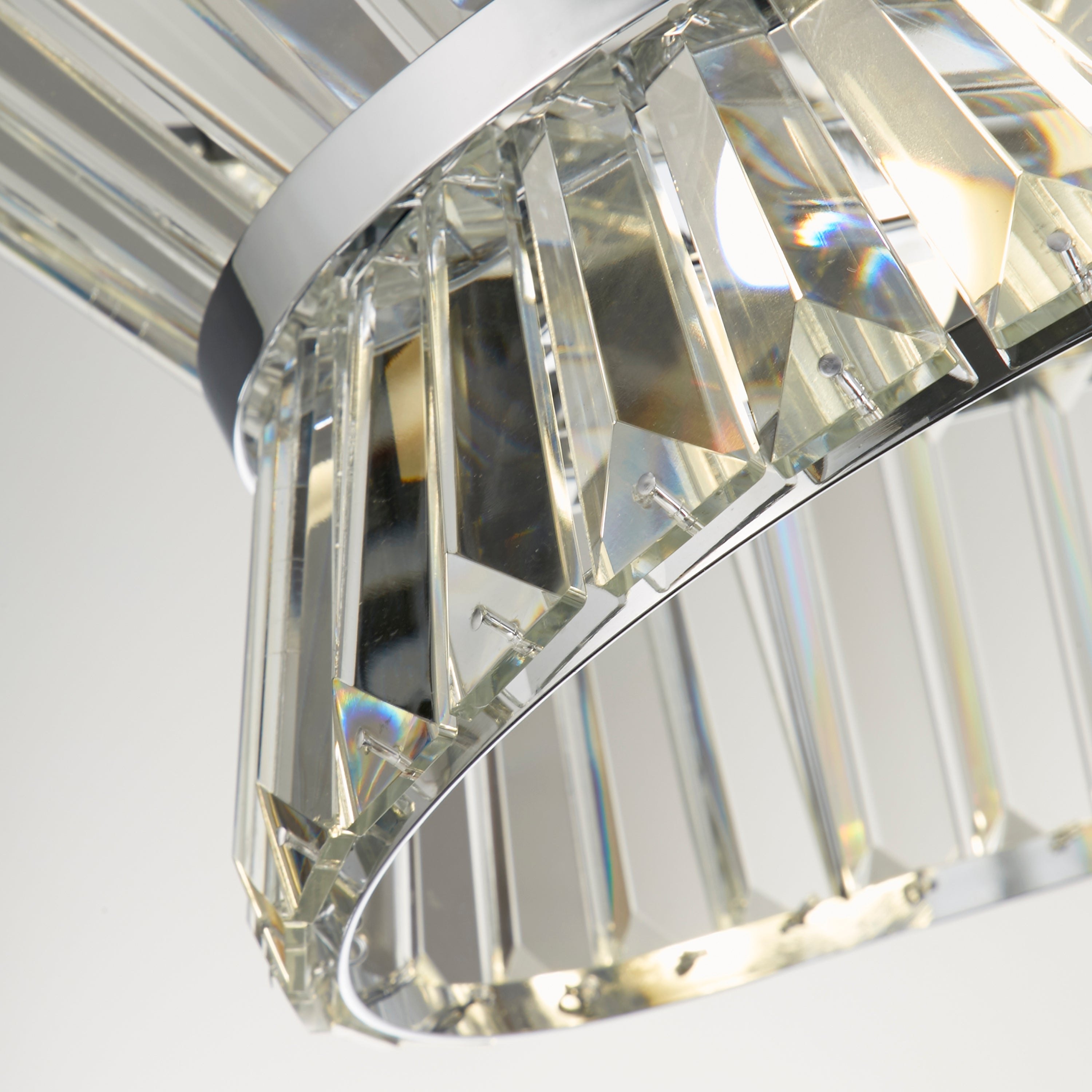 Searchlight Tetlow 10 Light Oval Pendant - Chrome & Clear Crystal