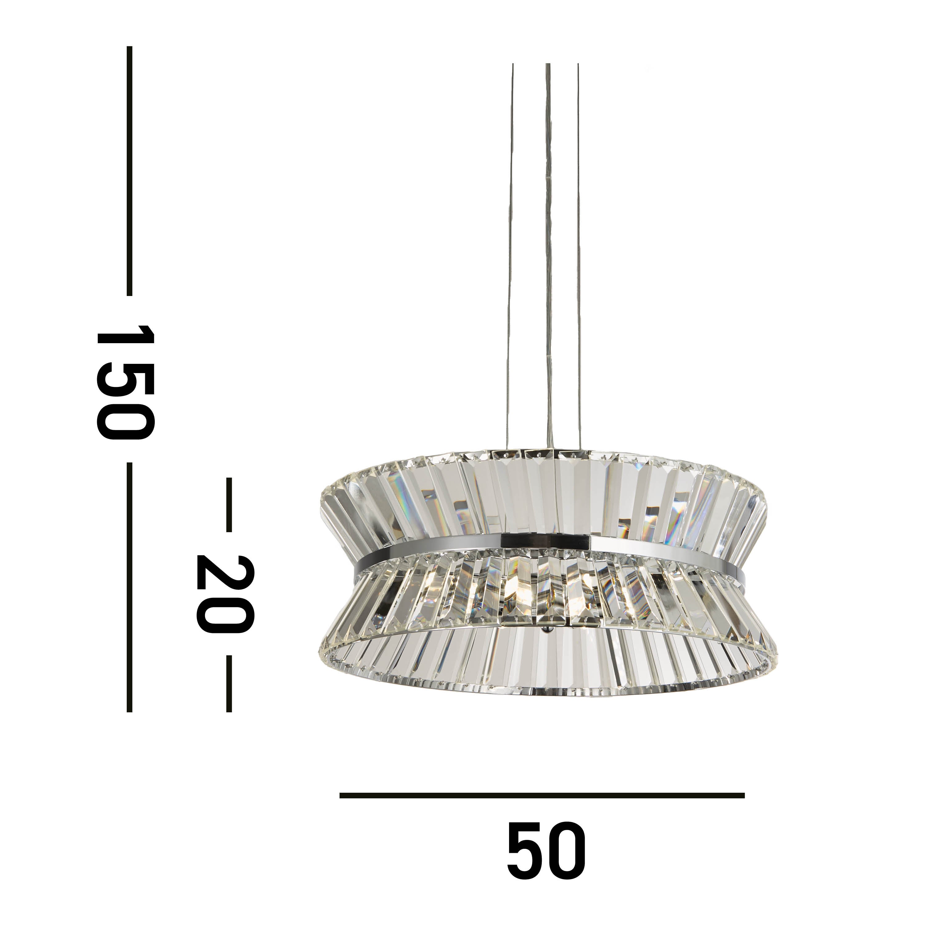 Searchlight Tetlow 7 Light Pendant/Semi-Flush - Chrome & Clear Crystal