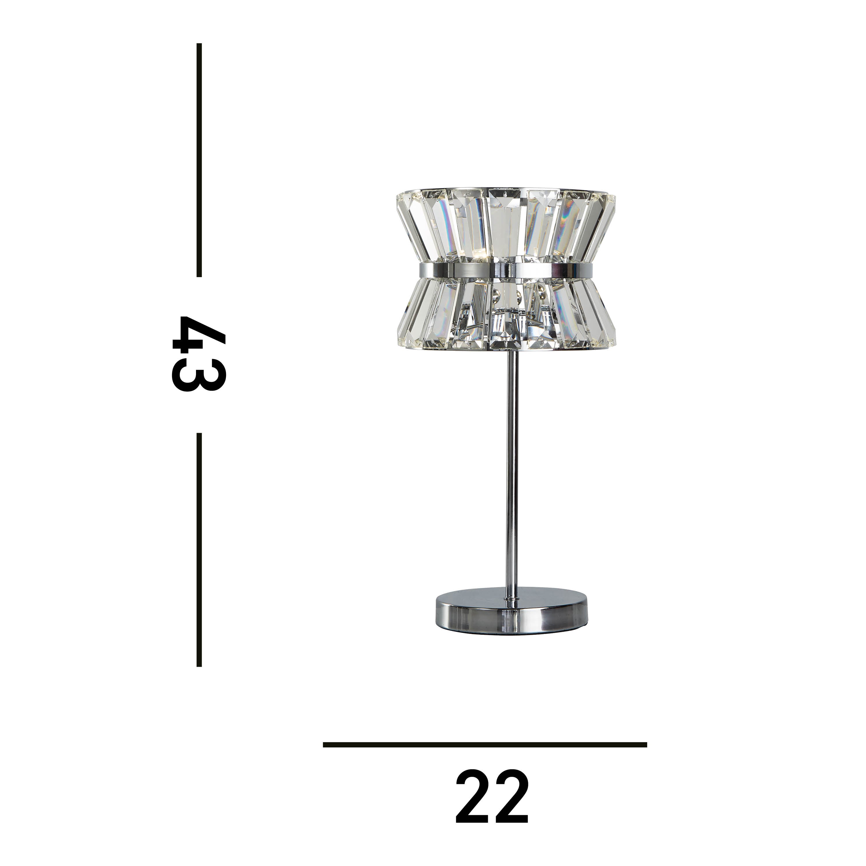 Searchlight Tetlow 2 Light Table Lamp - Chrome & Clear Crystal