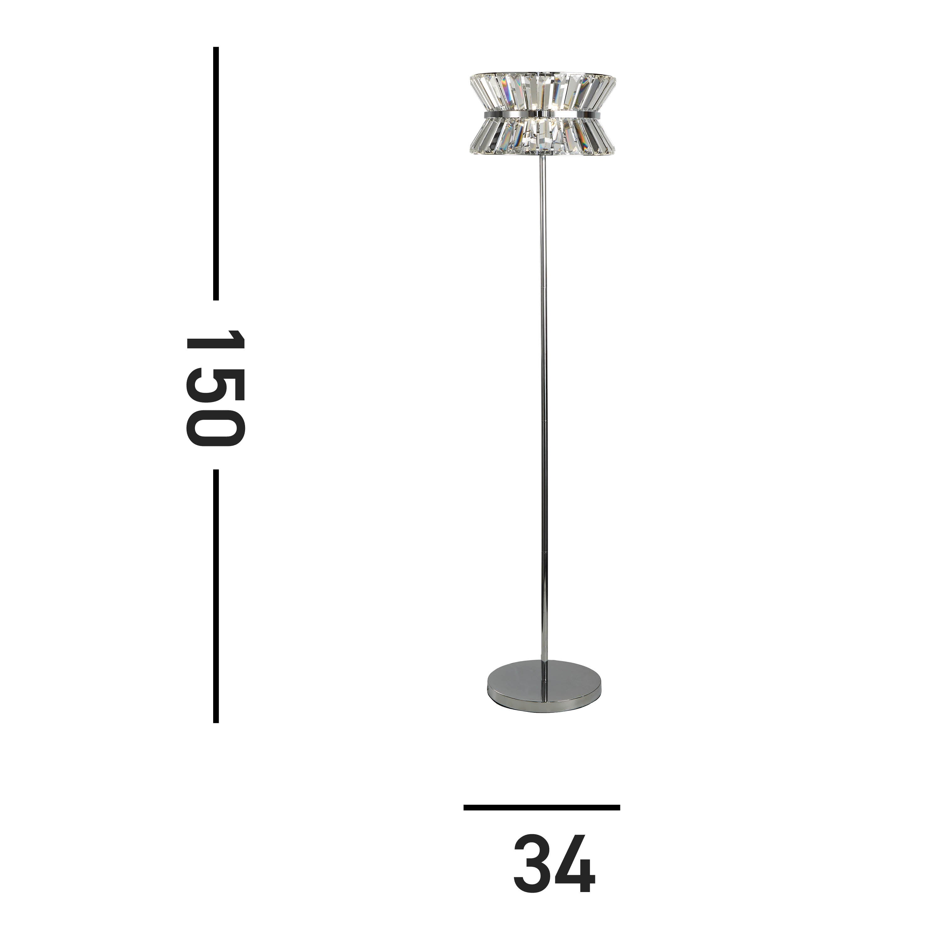 Searchlight Tetlow 3 Light Floor Lamp - Chrome & Clear Crystal