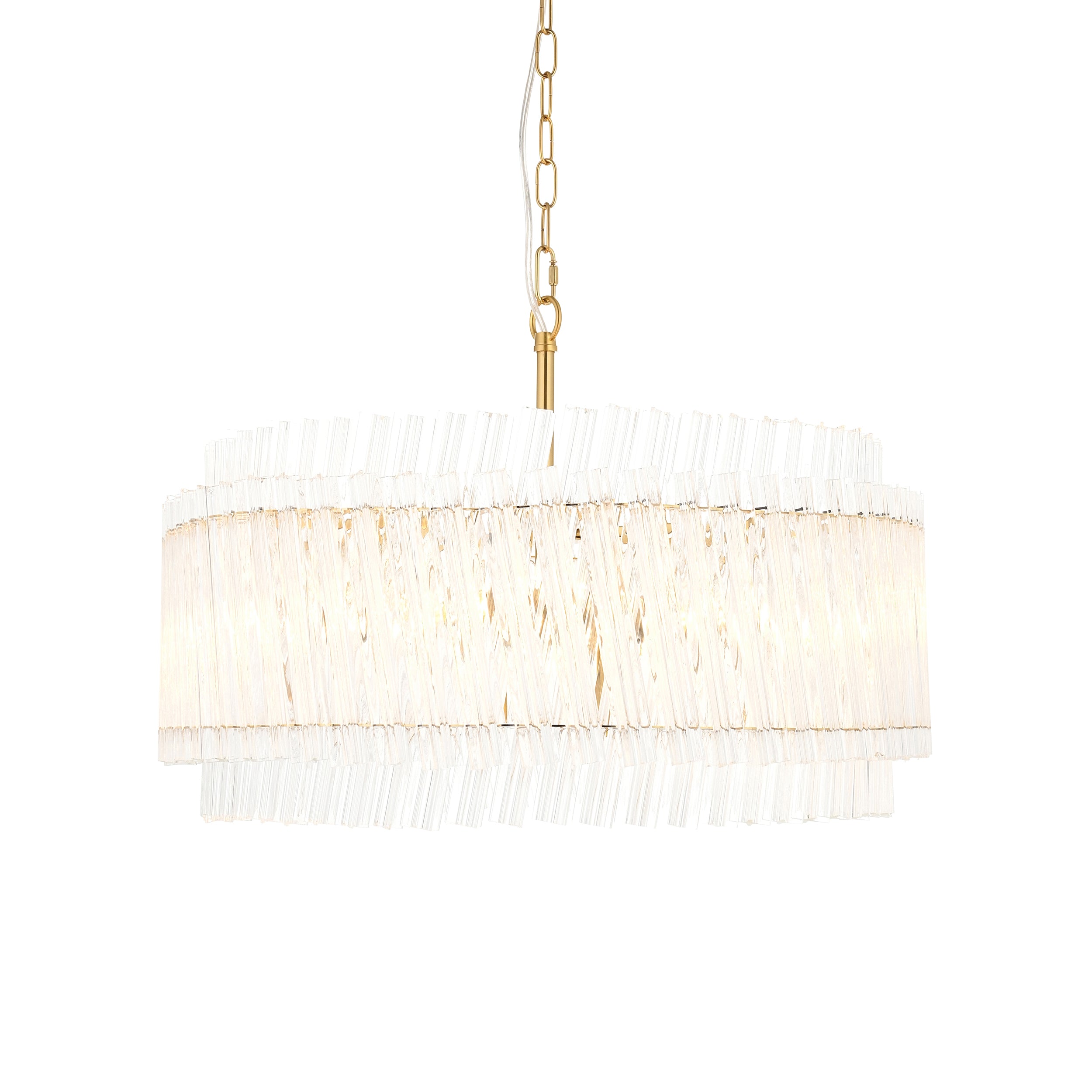 Utopia Lume 5 Light Ceiling Pendant - Brushed Aged Brass & Clear Glass