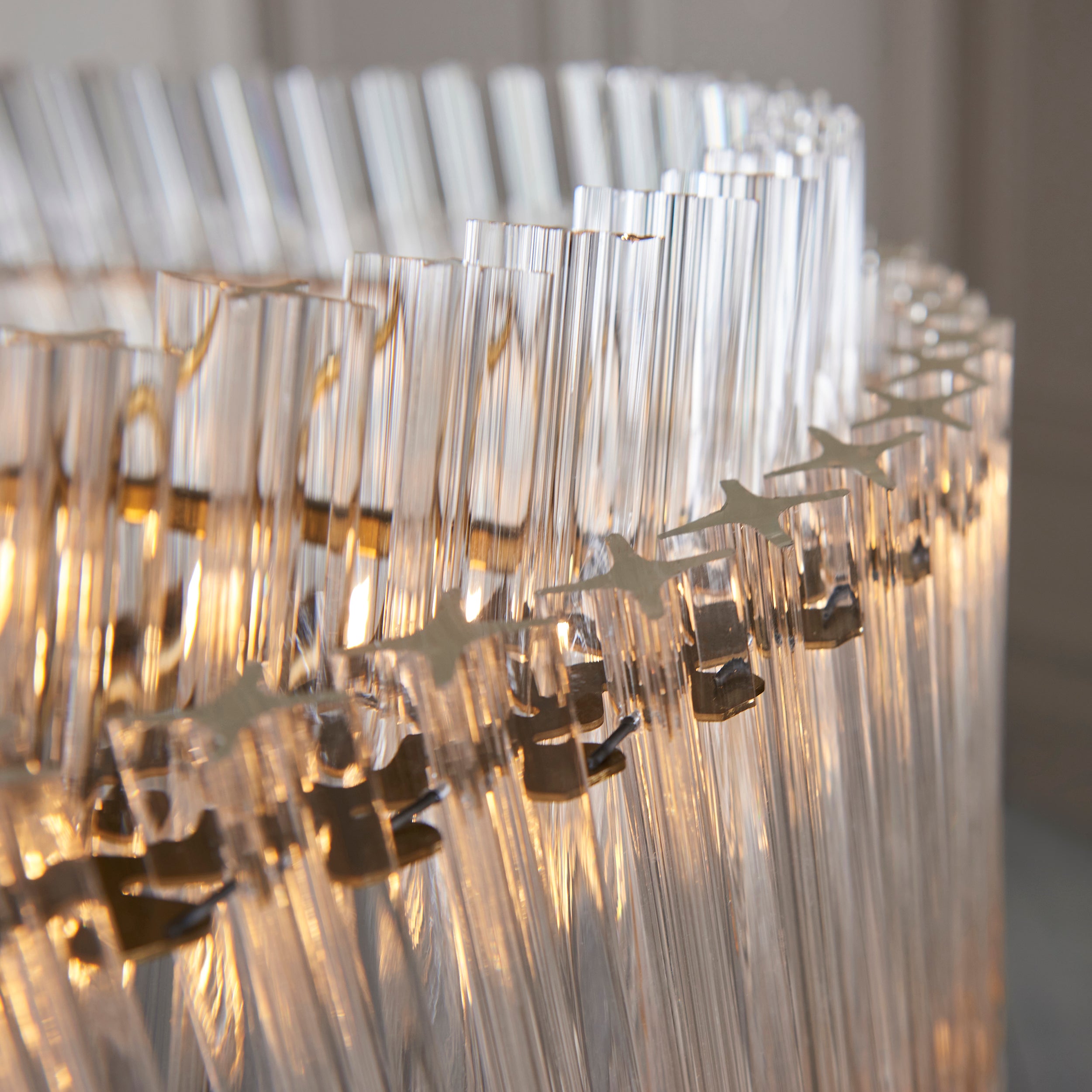 Utopia Lume 5 Light Ceiling Pendant - Brushed Aged Brass & Clear Glass