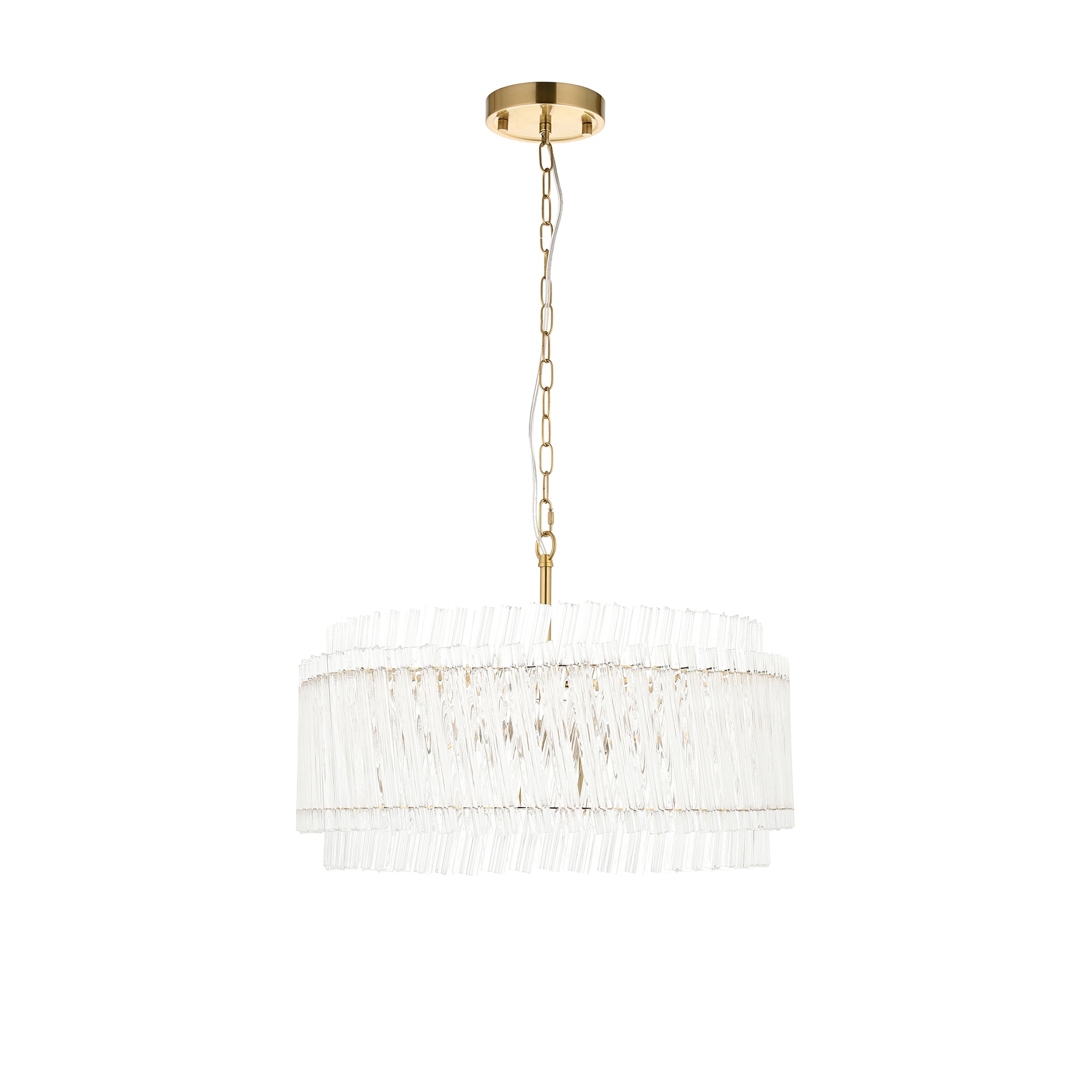 Utopia Lume 5 Light Ceiling Pendant - Brushed Aged Brass & Clear Glass