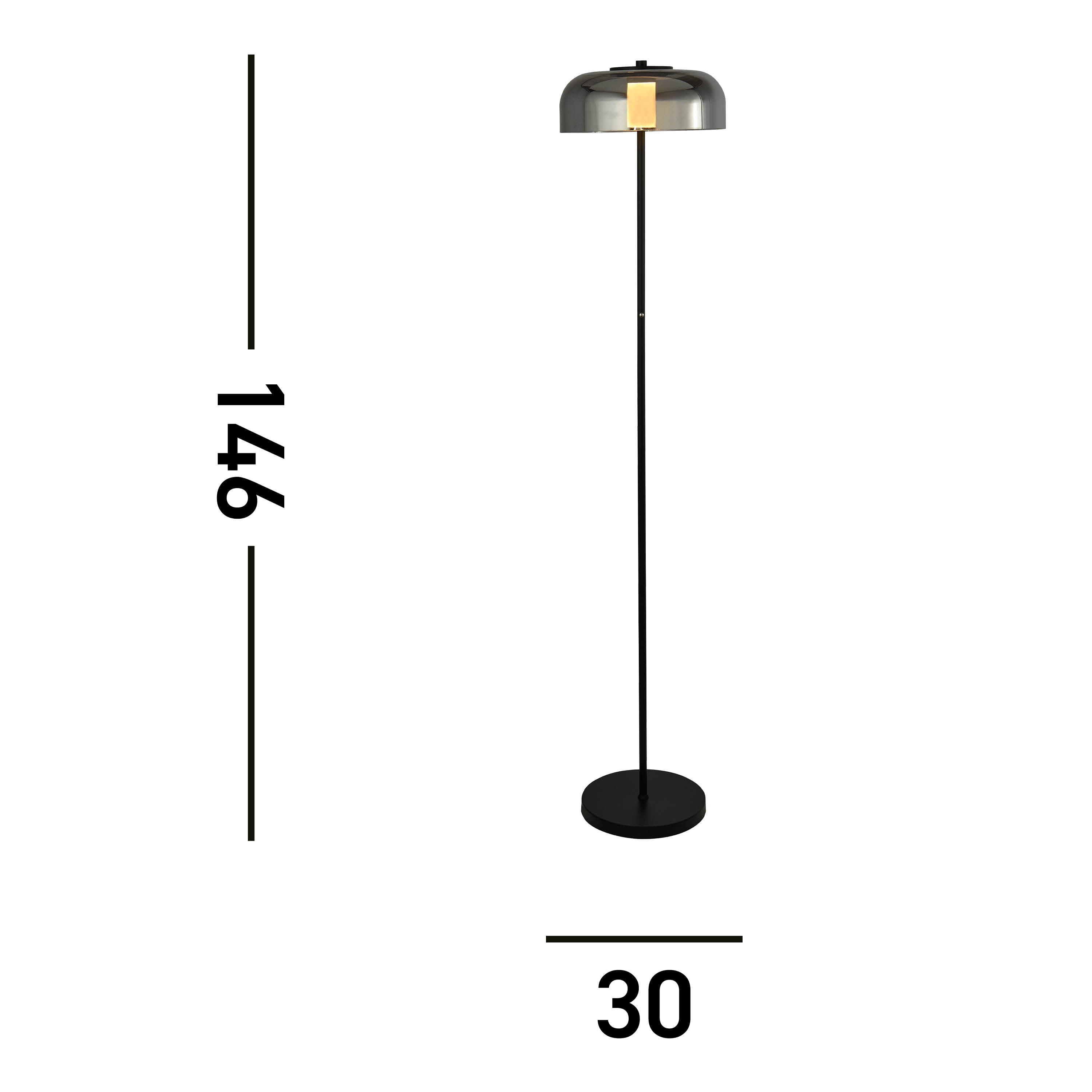 Searchlight Fir LED Floor Lamp - Matt Black & Smoked Glass