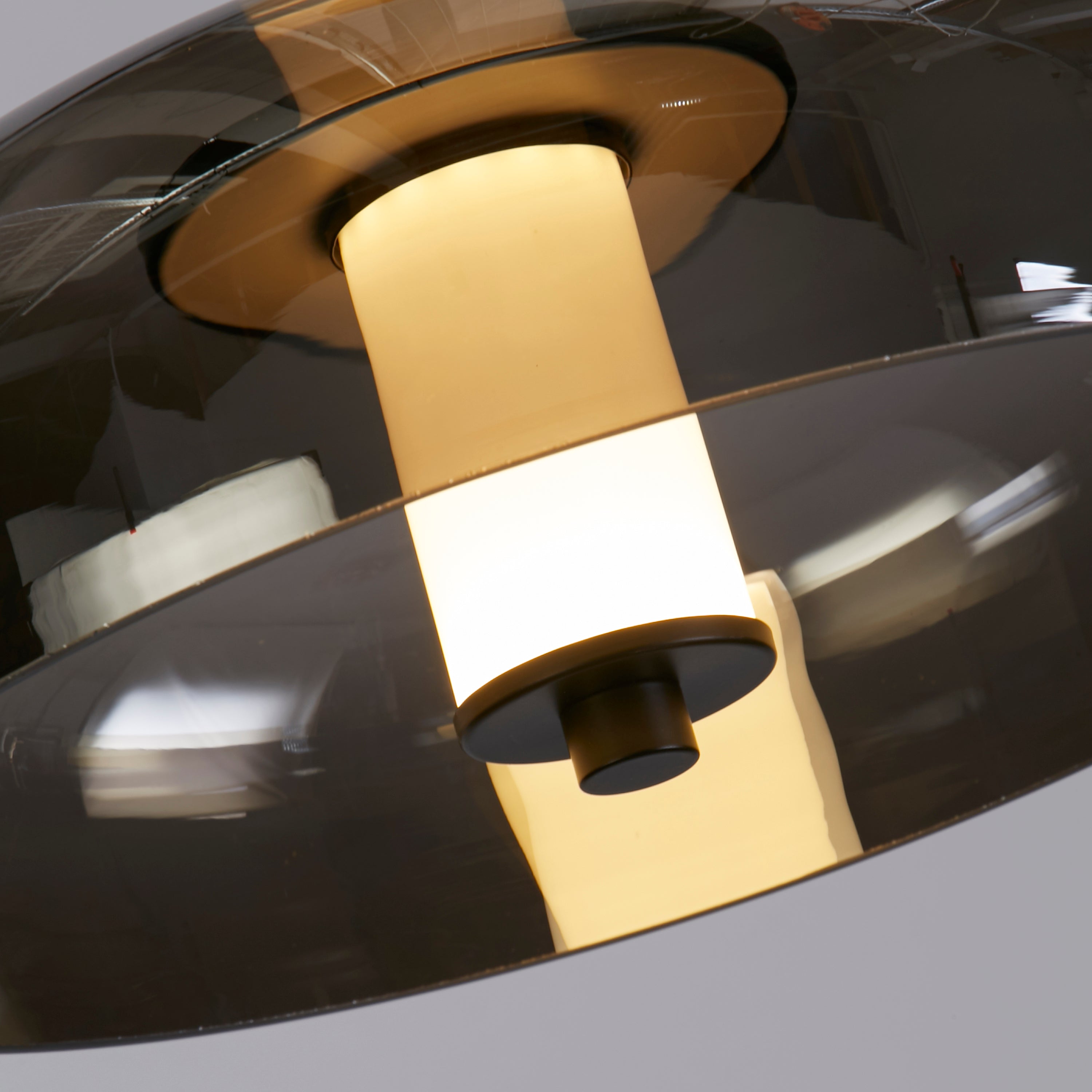 Searchlight Fir LED Ceiling Pendant - Matt Black & Smoked Glass