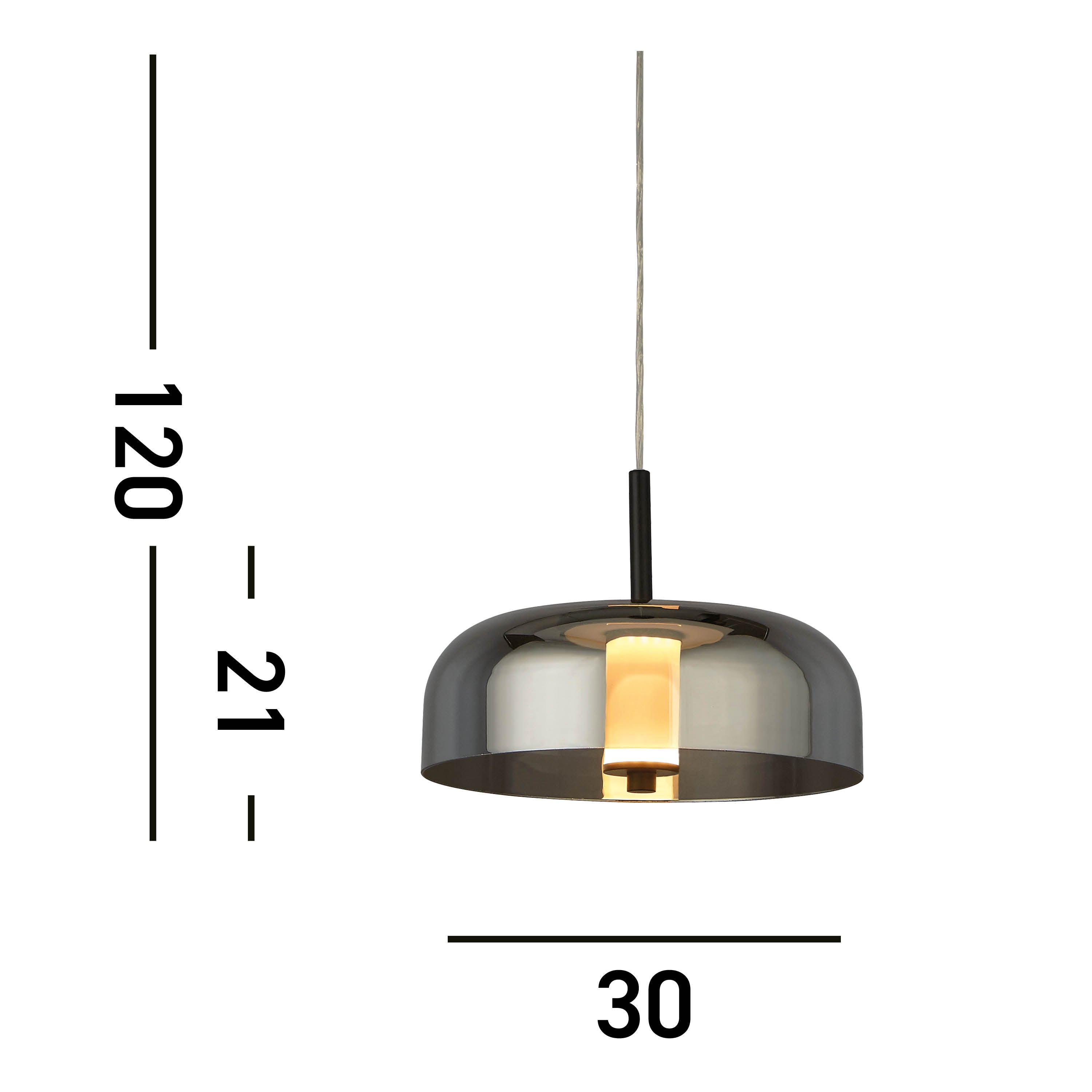 Searchlight Fir LED Ceiling Pendant - Matt Black & Smoked Glass