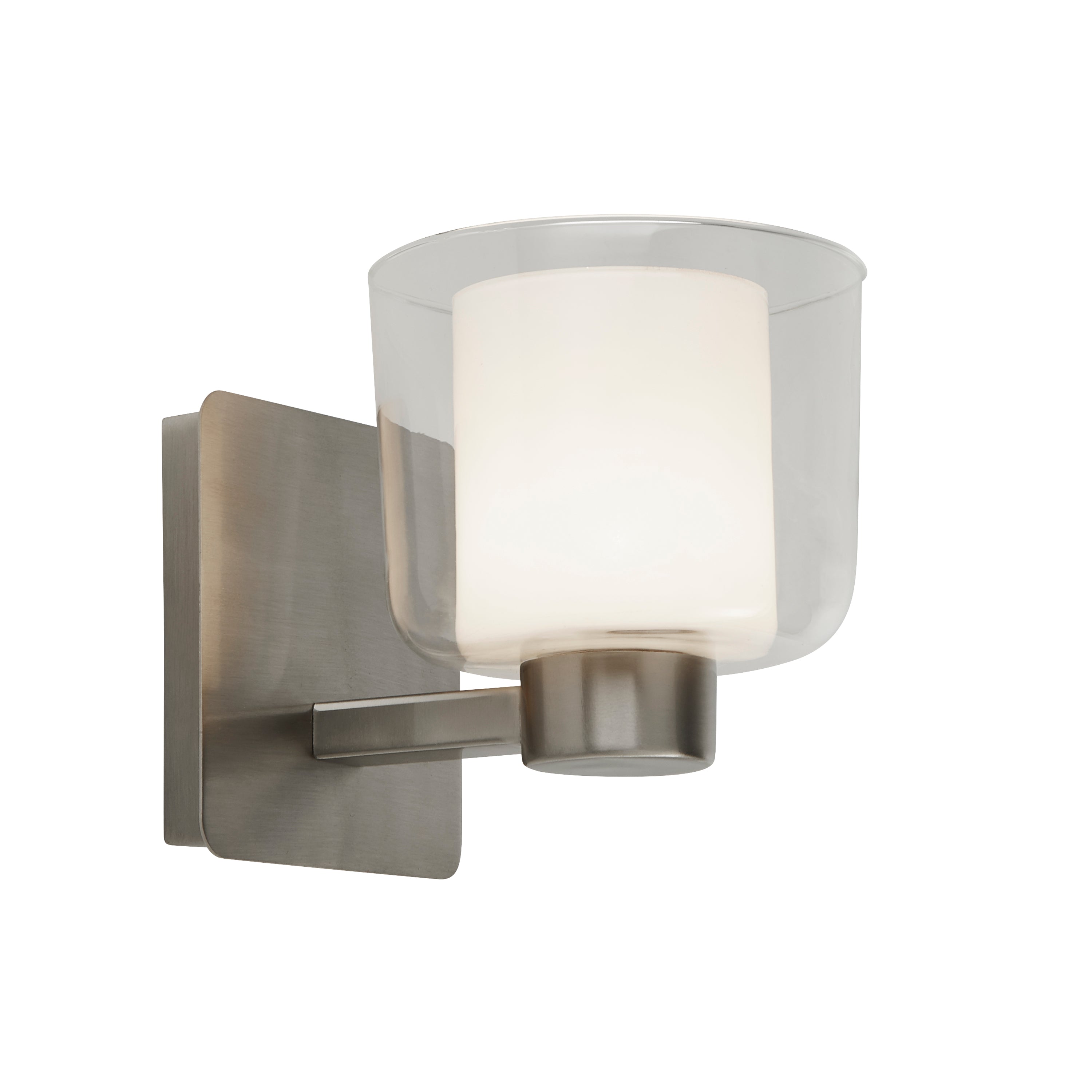Searchlight Bluebell Wall Light - Satin Nickel & Glass - IP44