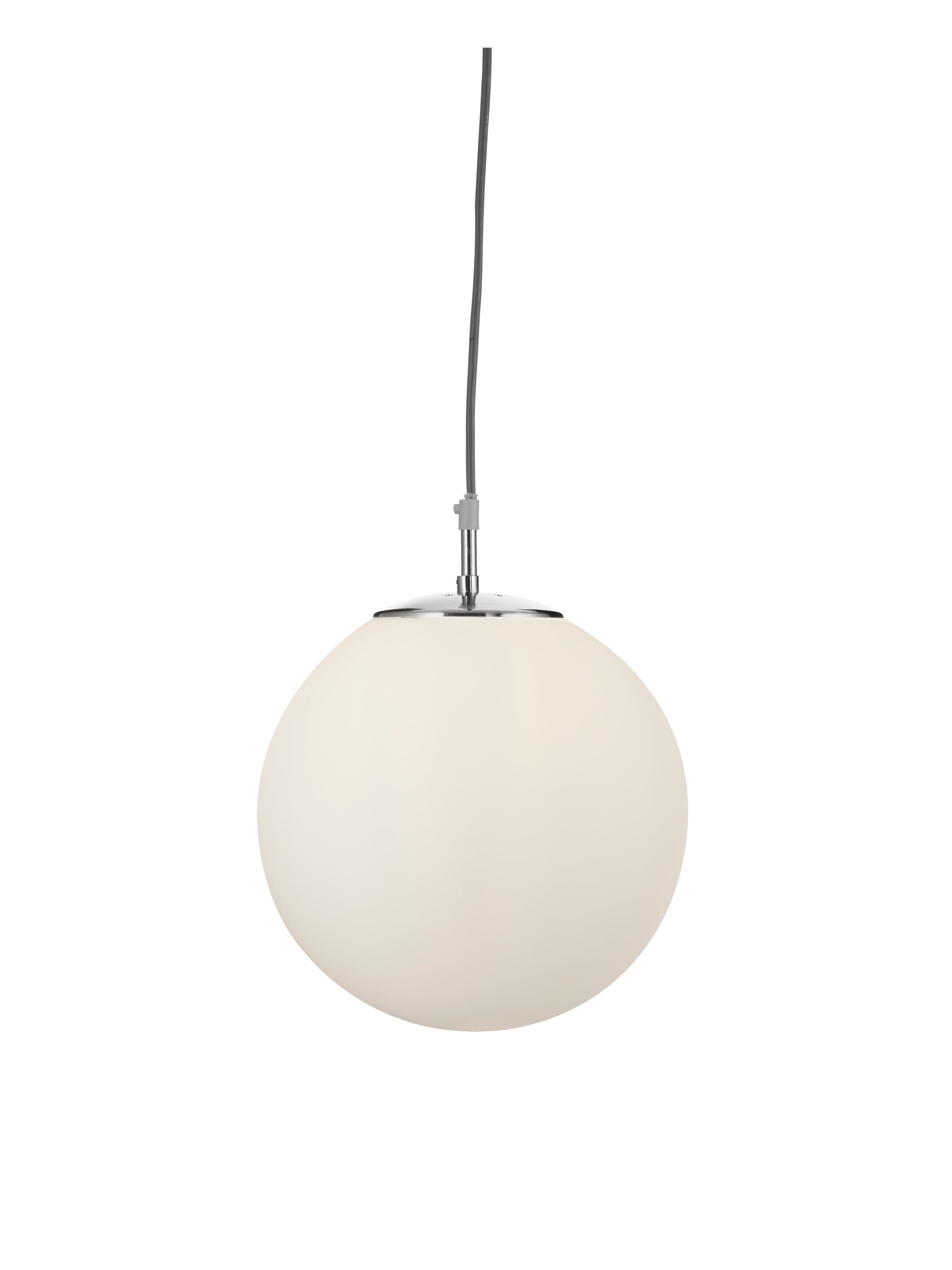 Searchlight Audley Single 25cm Pendant - Satin Silver & Opal Glass