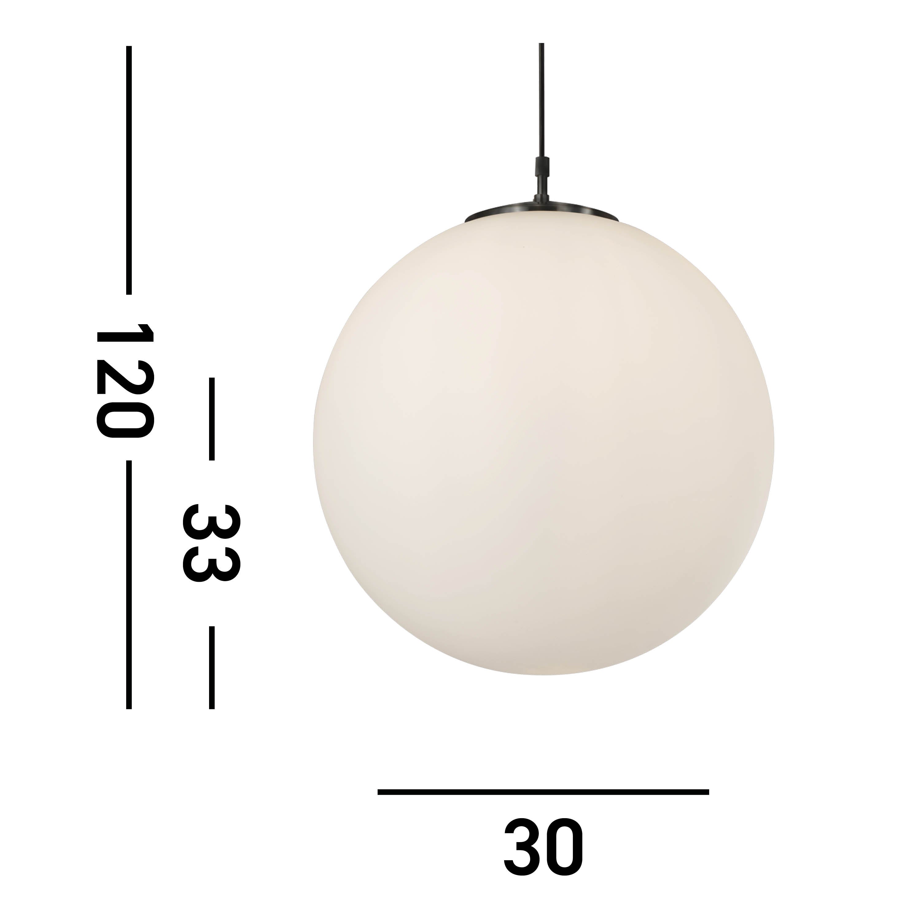 Searchlight Audley - Single Pendant (Diameter 30cm) Black, Opal Glass