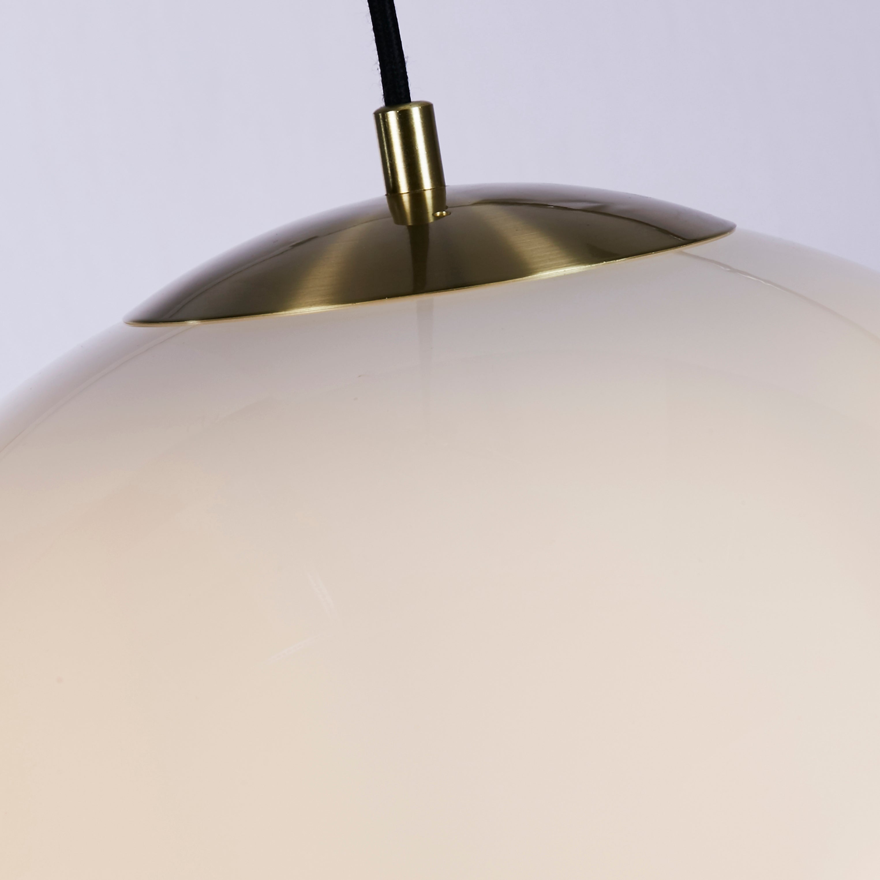 Searchlight Audley II 40cm Pendant - Satin Brass & Opal Glass