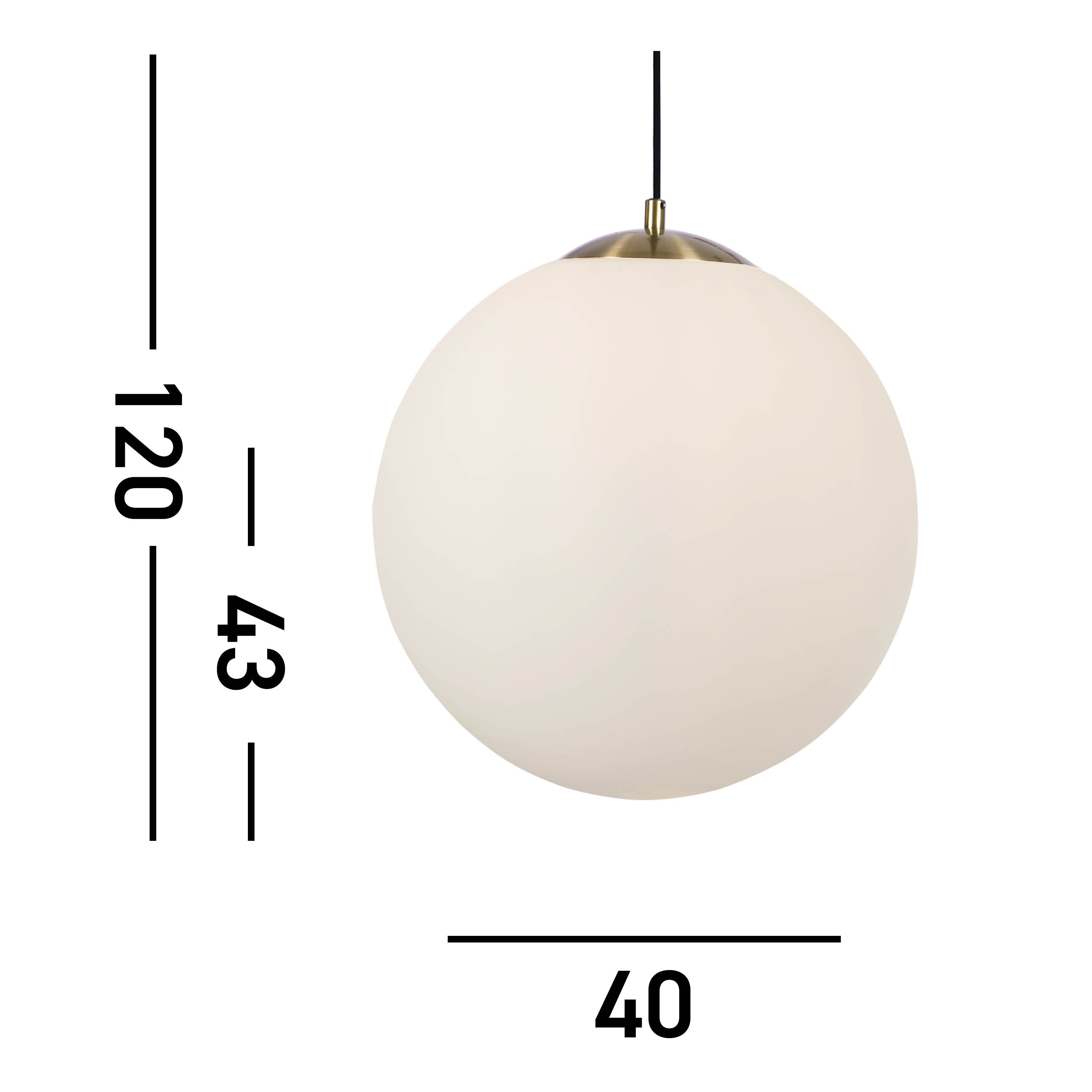Searchlight Audley II 40cm Pendant - Satin Brass & Opal Glass