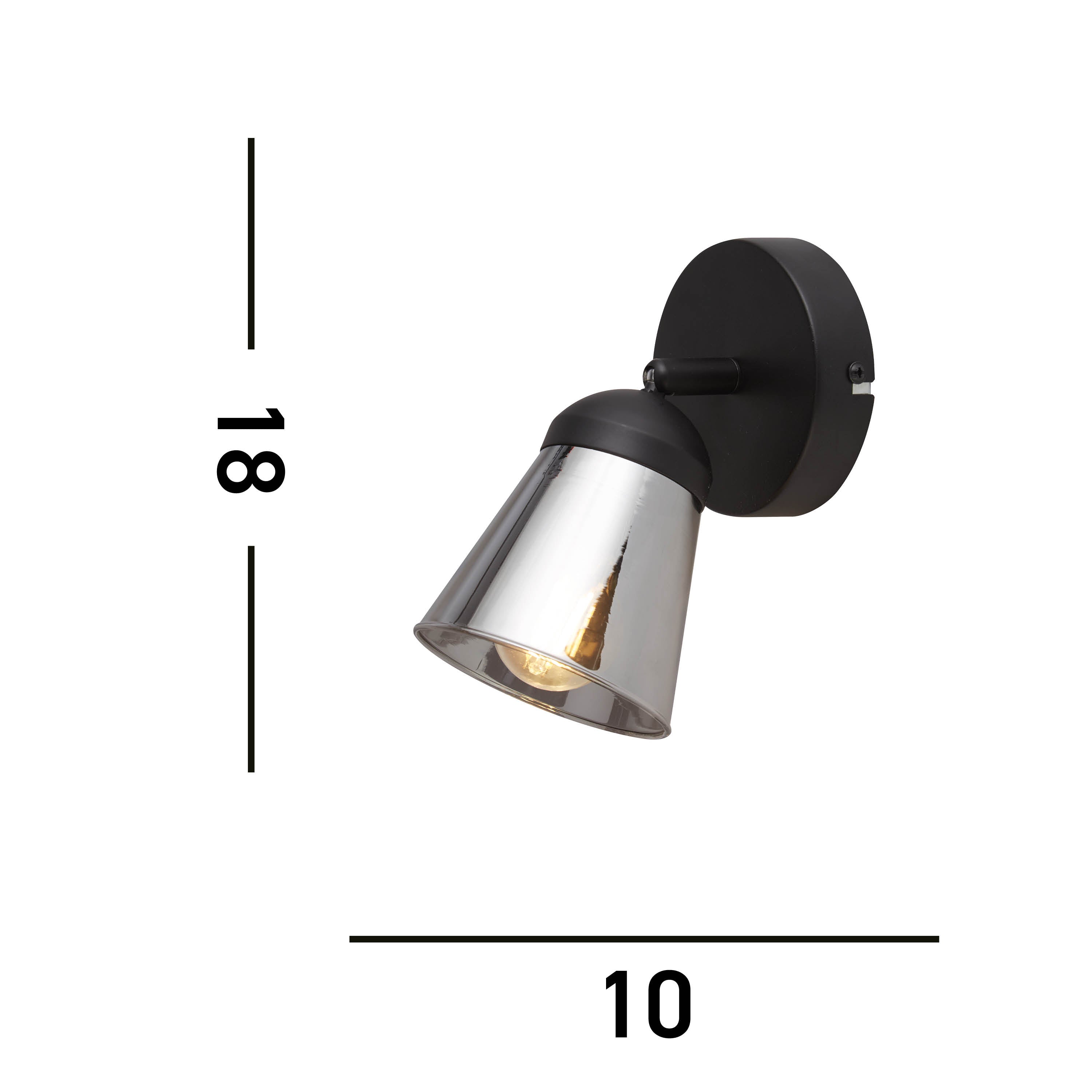 Searchlight Martin Spotlight - Black With Smoked Glass