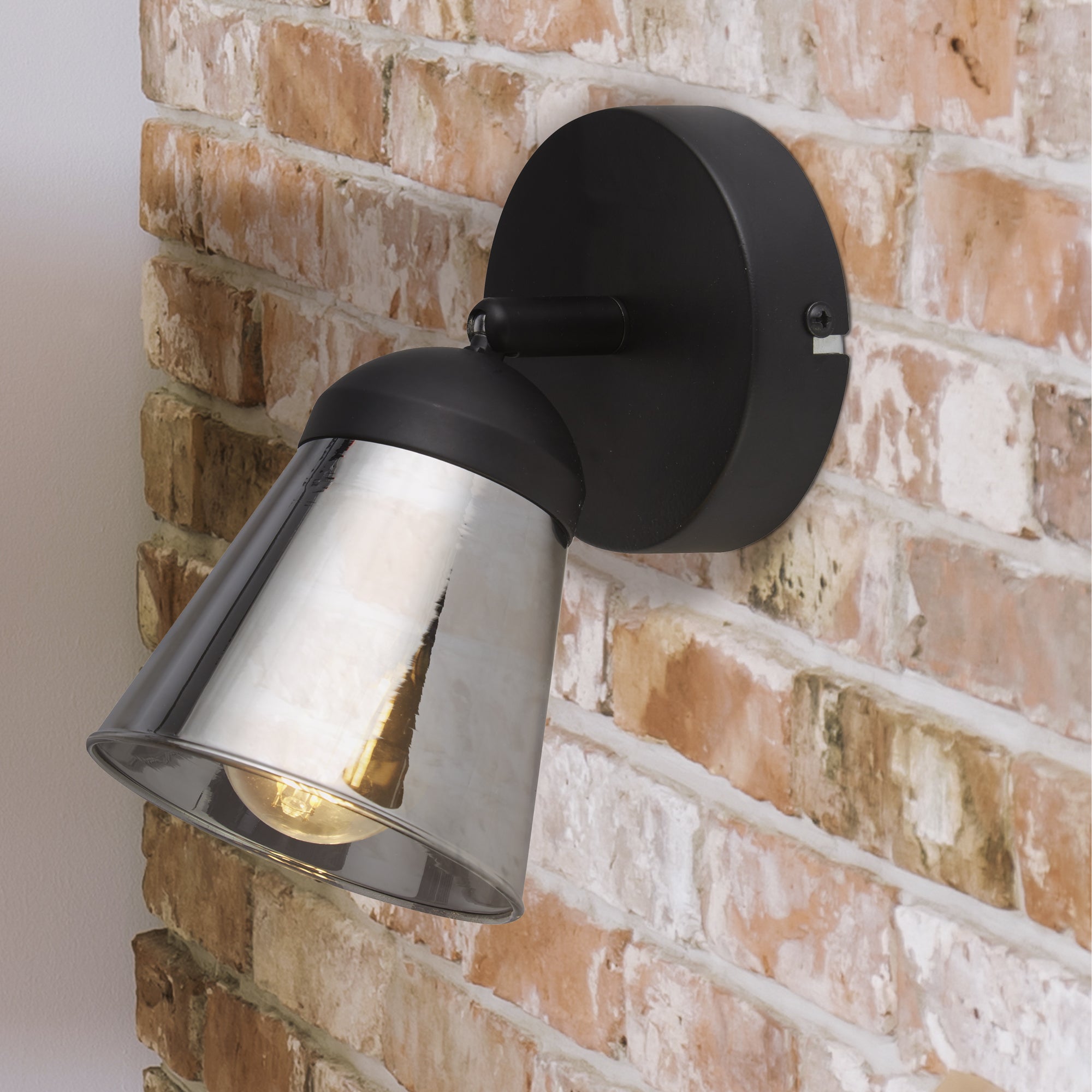 Searchlight Martin Spotlight - Black With Smoked Glass