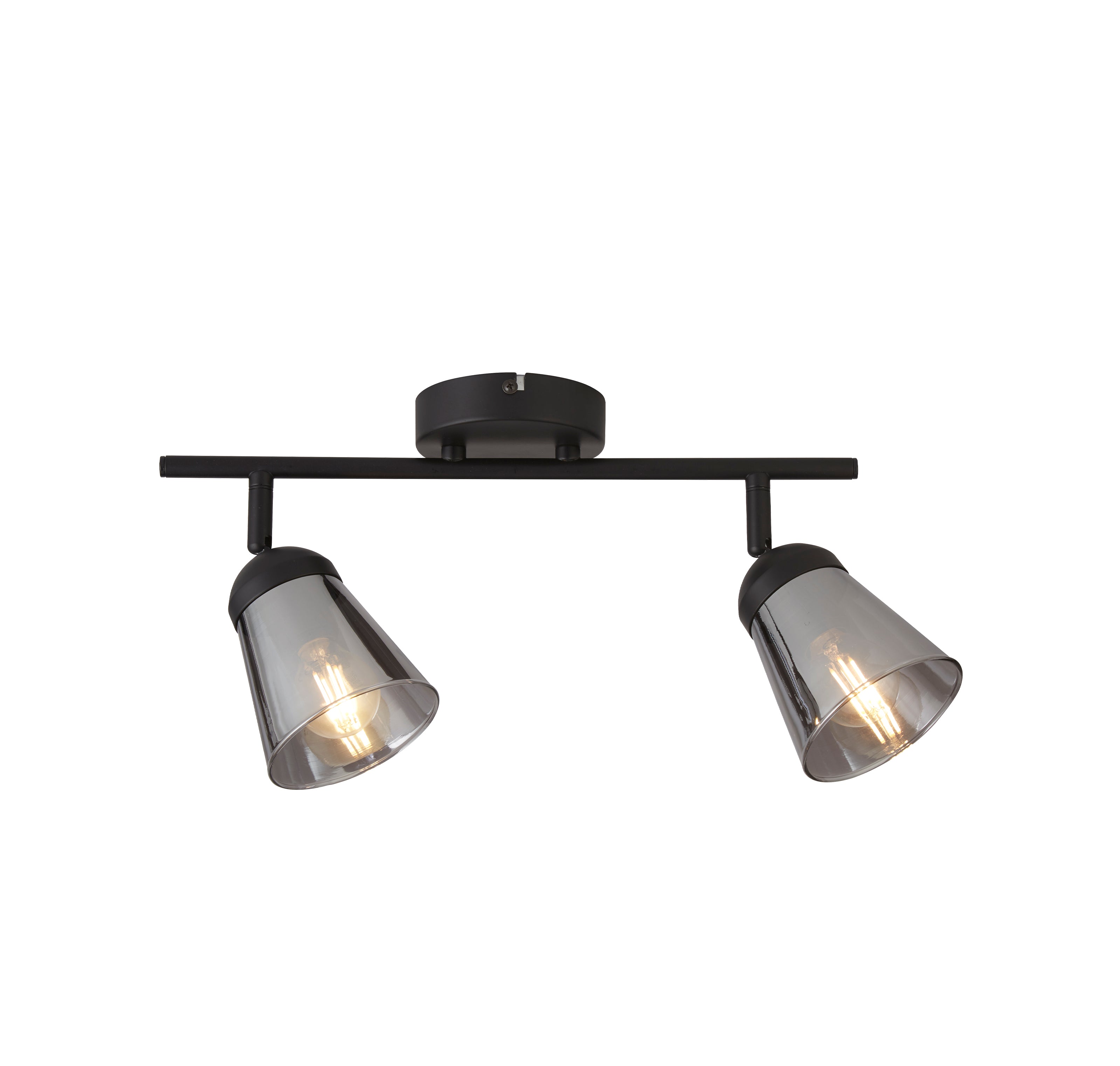 Searchlight Martin 2 Light Spotlight - Black Metal With Smoked Glass