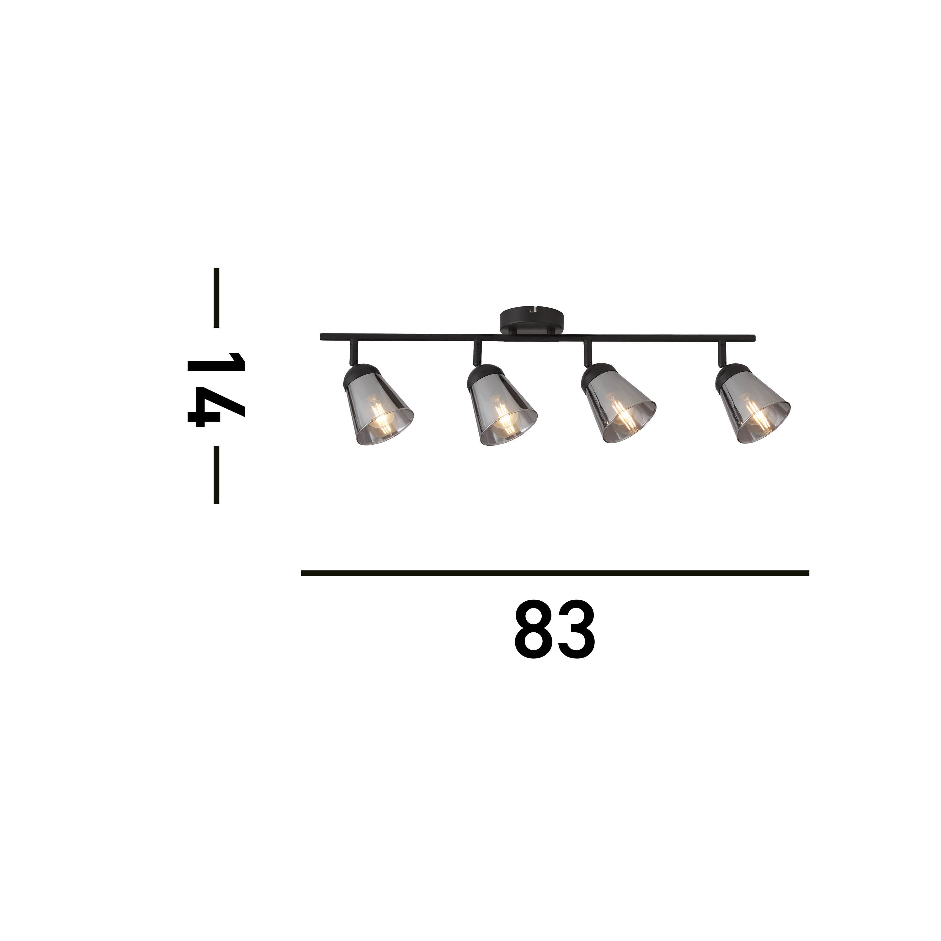 Searchlight Martin 4 Light Bar Spotlight - Black Metal With Smoked Glass