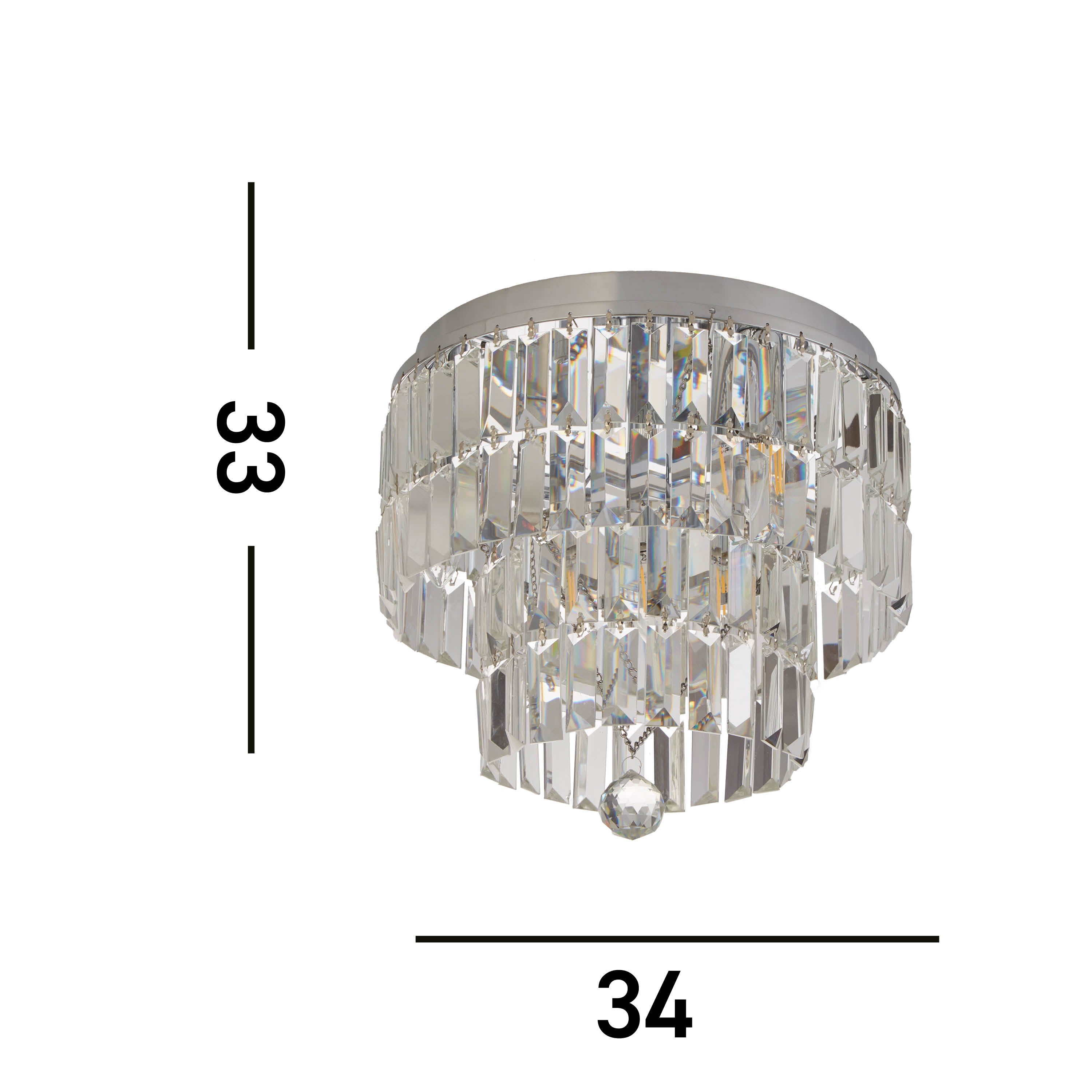 Searchlight Edith 4 Light IP44 Ceiling Light - Chrome & Clear Glass