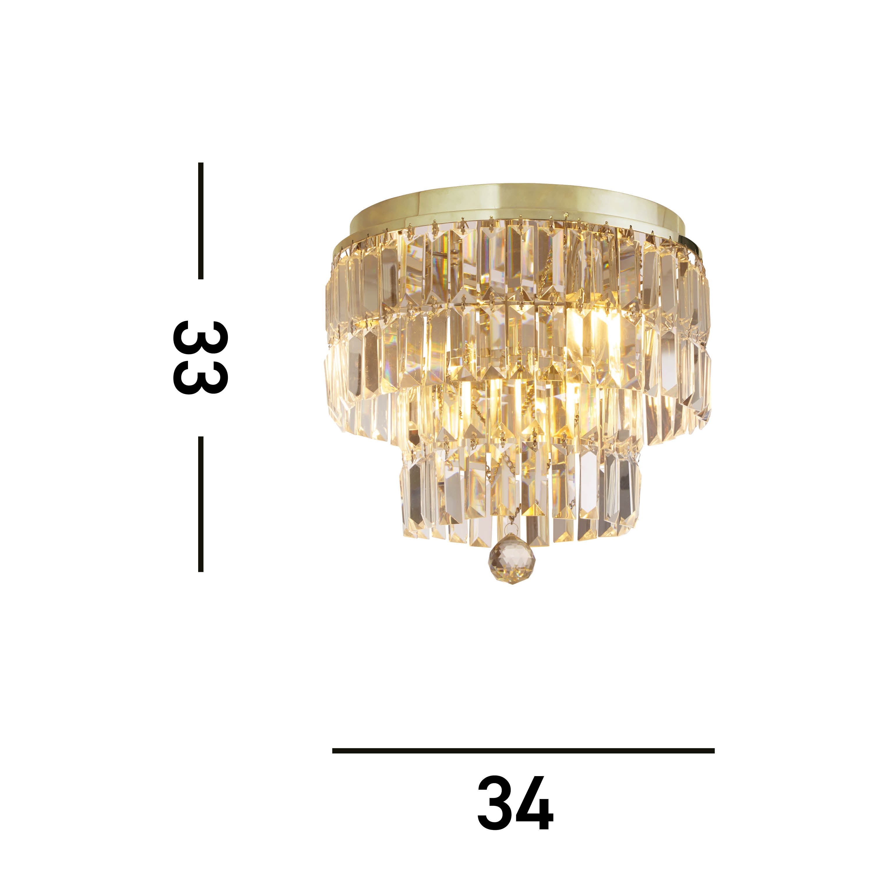 Searchlight Edith 4 Light Flush - Satin Brass & Champagne Crystal