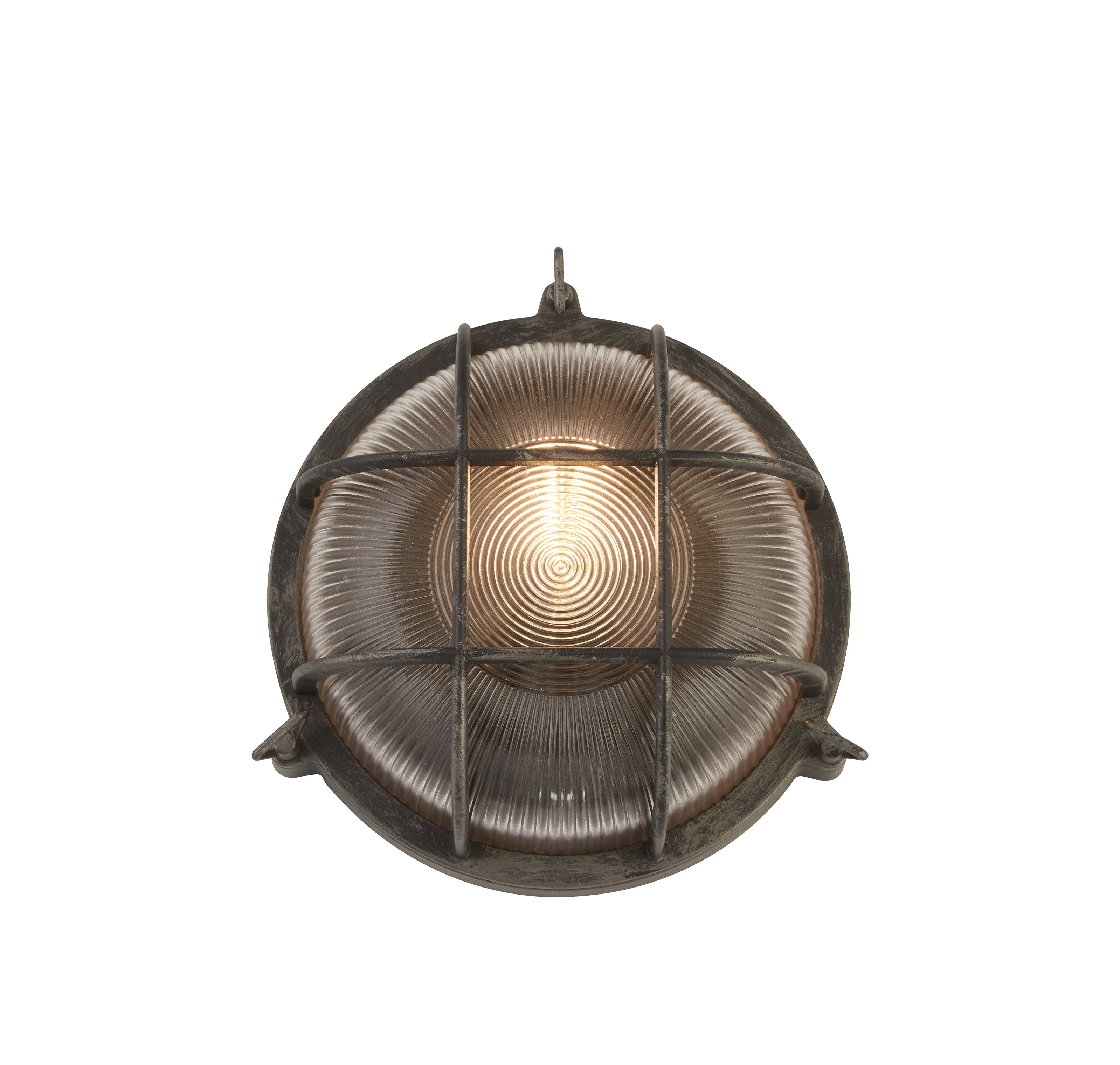 Searchlight Browside IP44 Outdoor Light - Round - Black Silver Aluminium