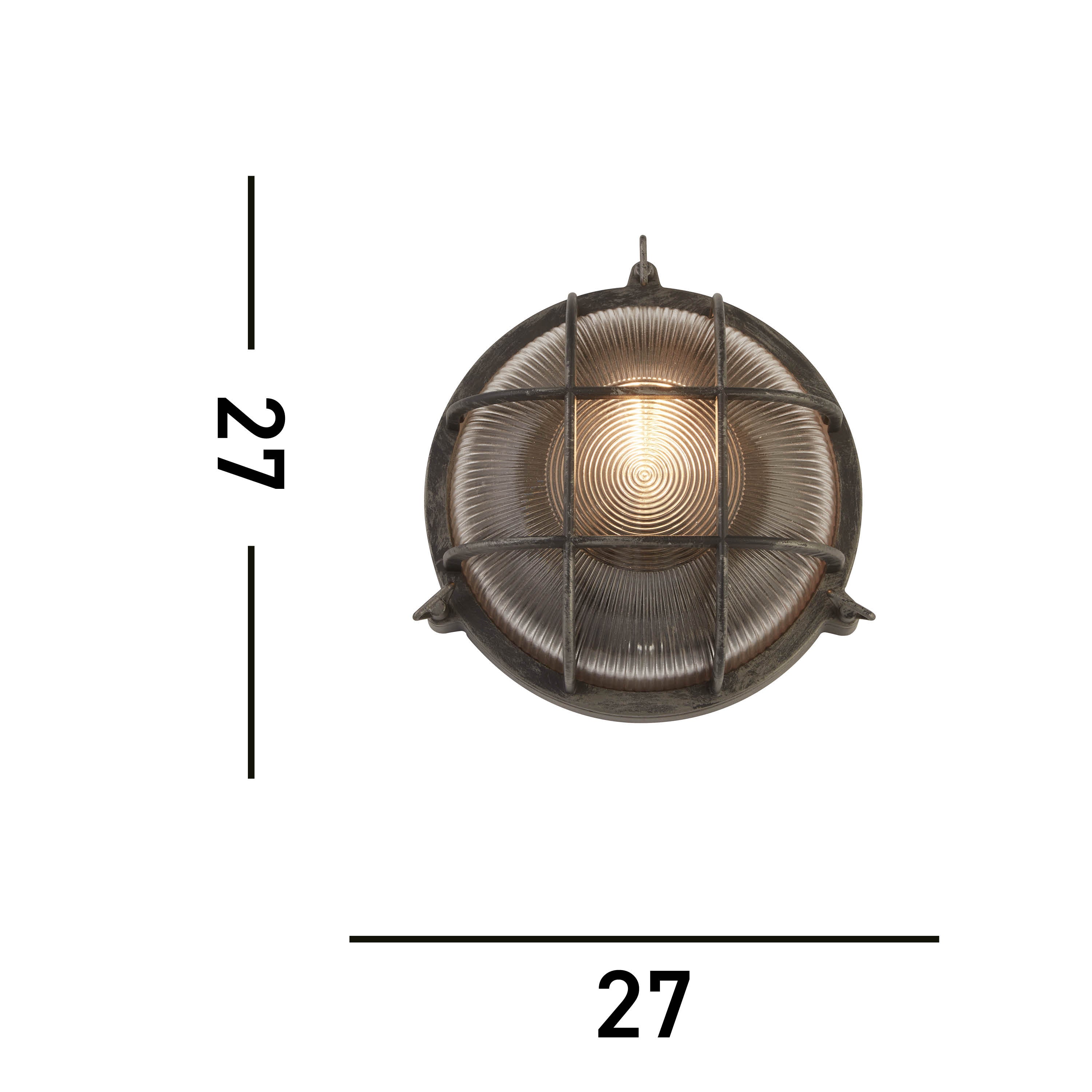 Searchlight Browside IP44 Outdoor Light - Round - Black Silver Aluminium