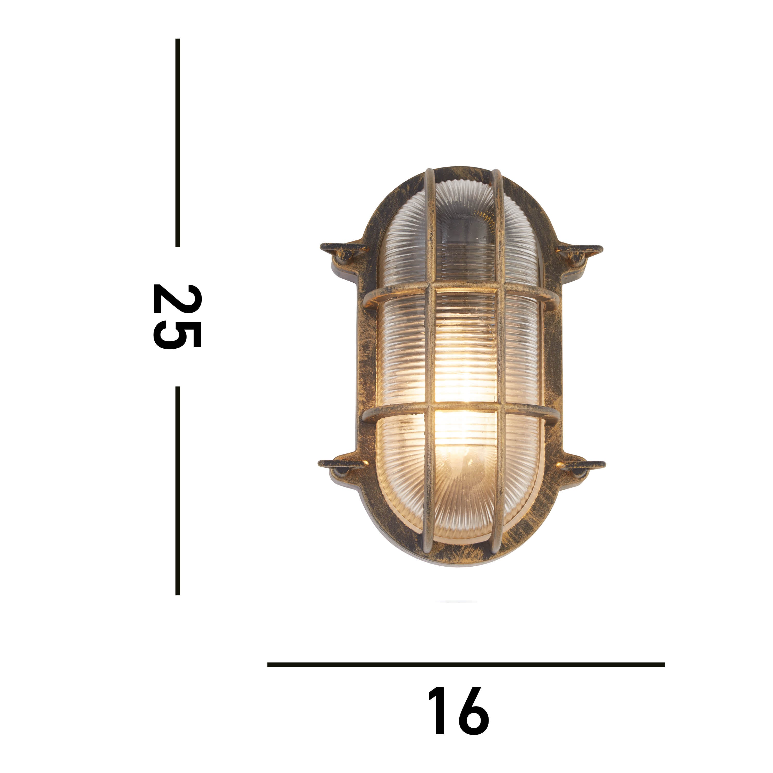 Searchlight Browside IP44 Outdoor Light - Oval - Black Gold Aluminium