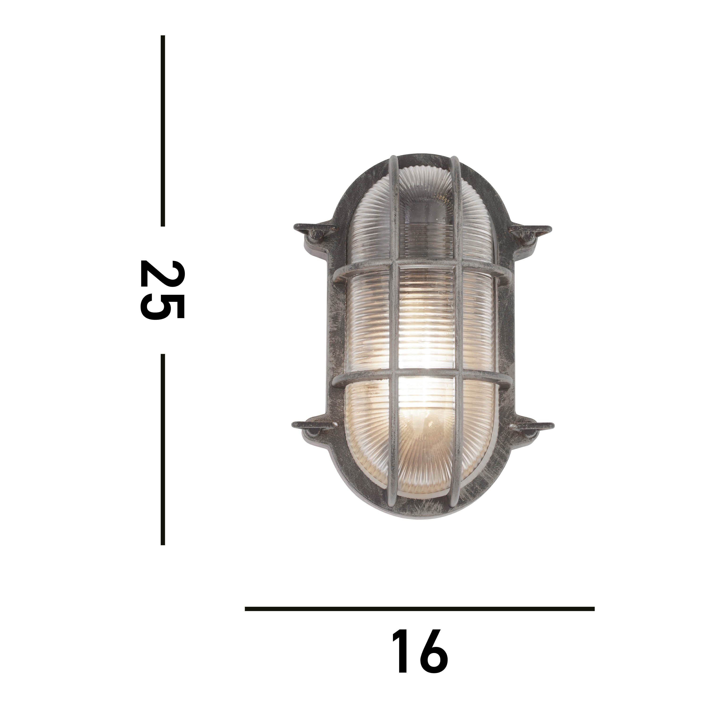 Searchlight Browside IP44 Outdoor Light - Oval - Black Silver Aluminium