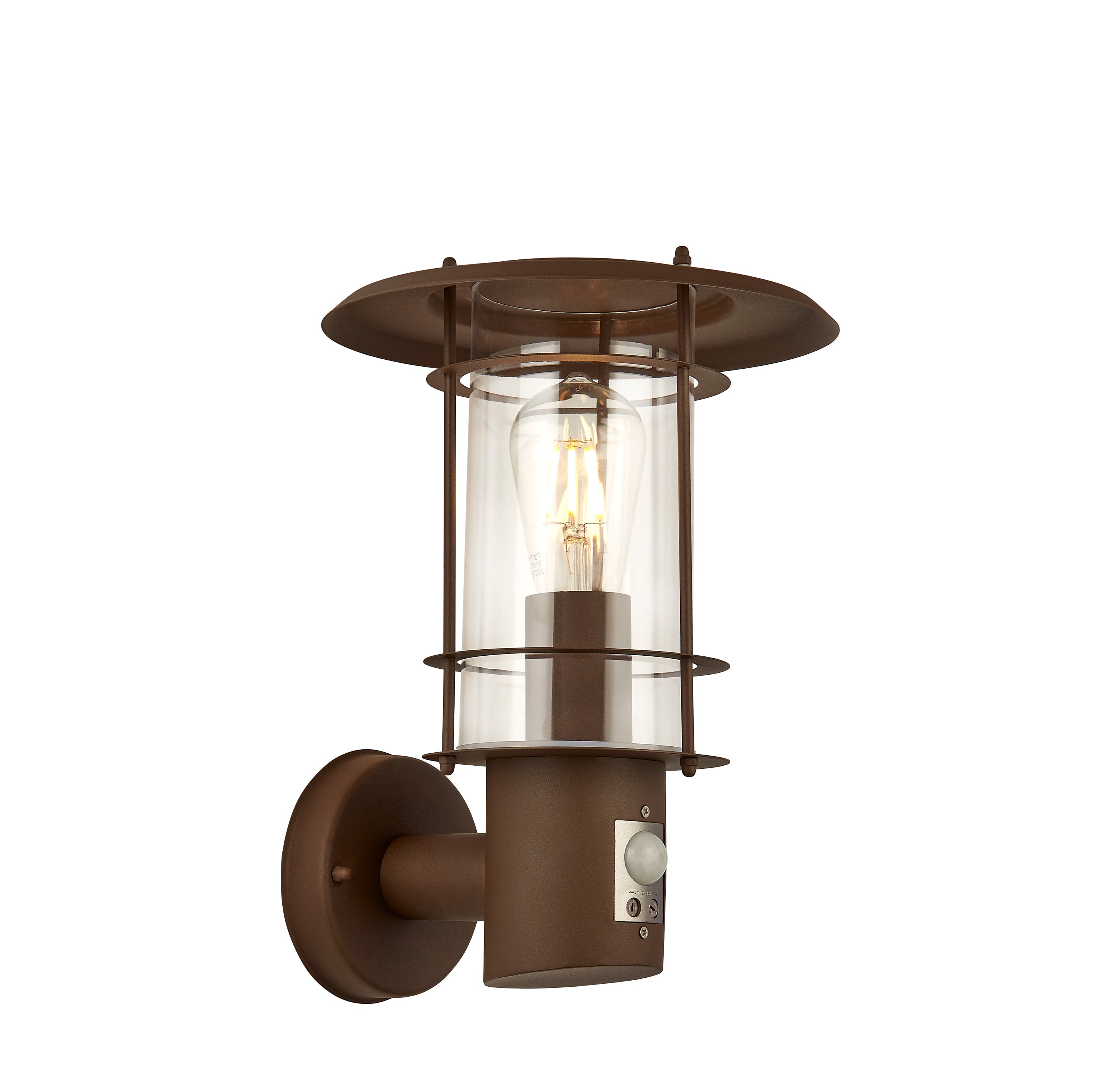 Searchlight Easby Outdoor Wall Light with PIR Sensor - Rust Brown - IP44