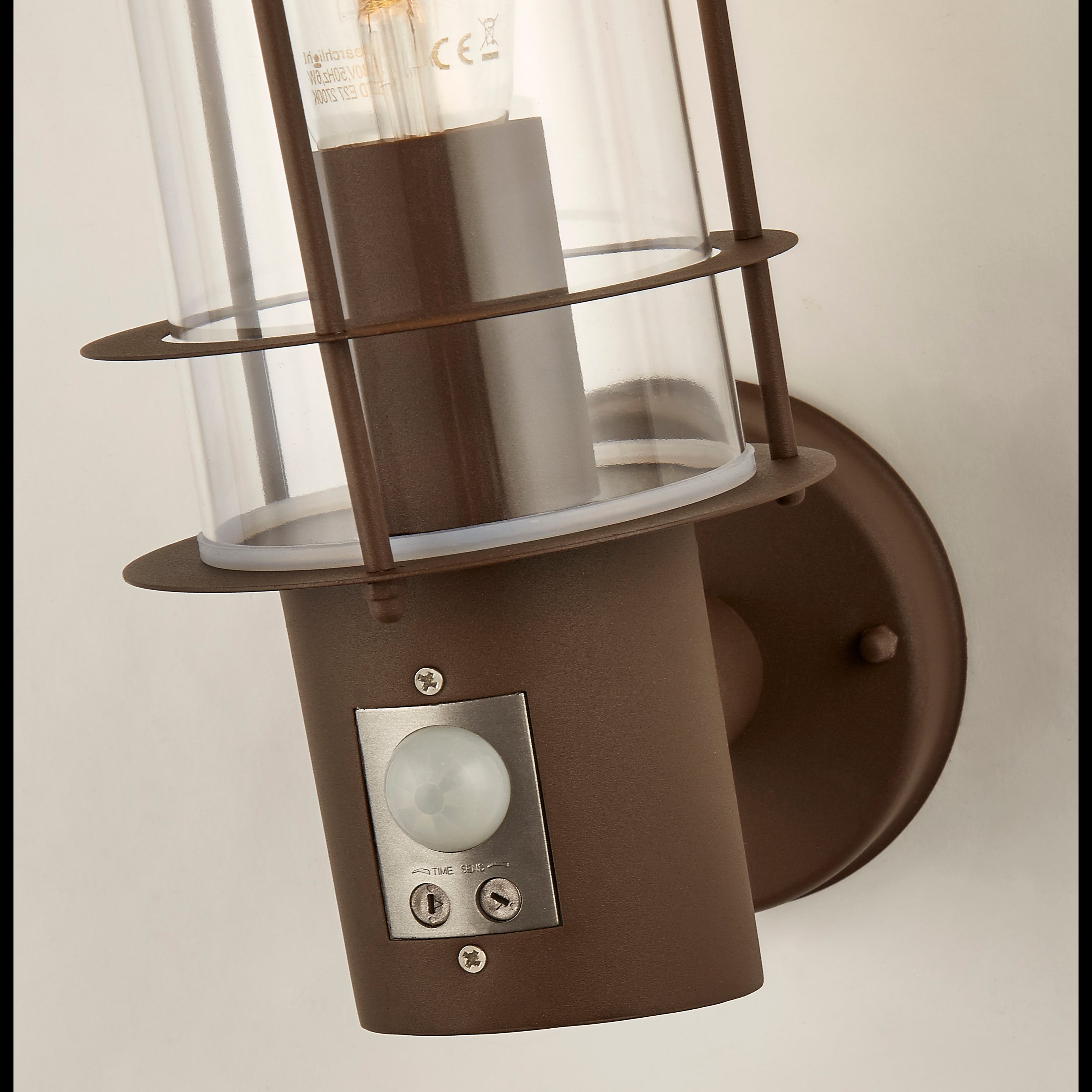 Searchlight Easby Outdoor Wall Light with PIR Sensor - Rust Brown - IP44