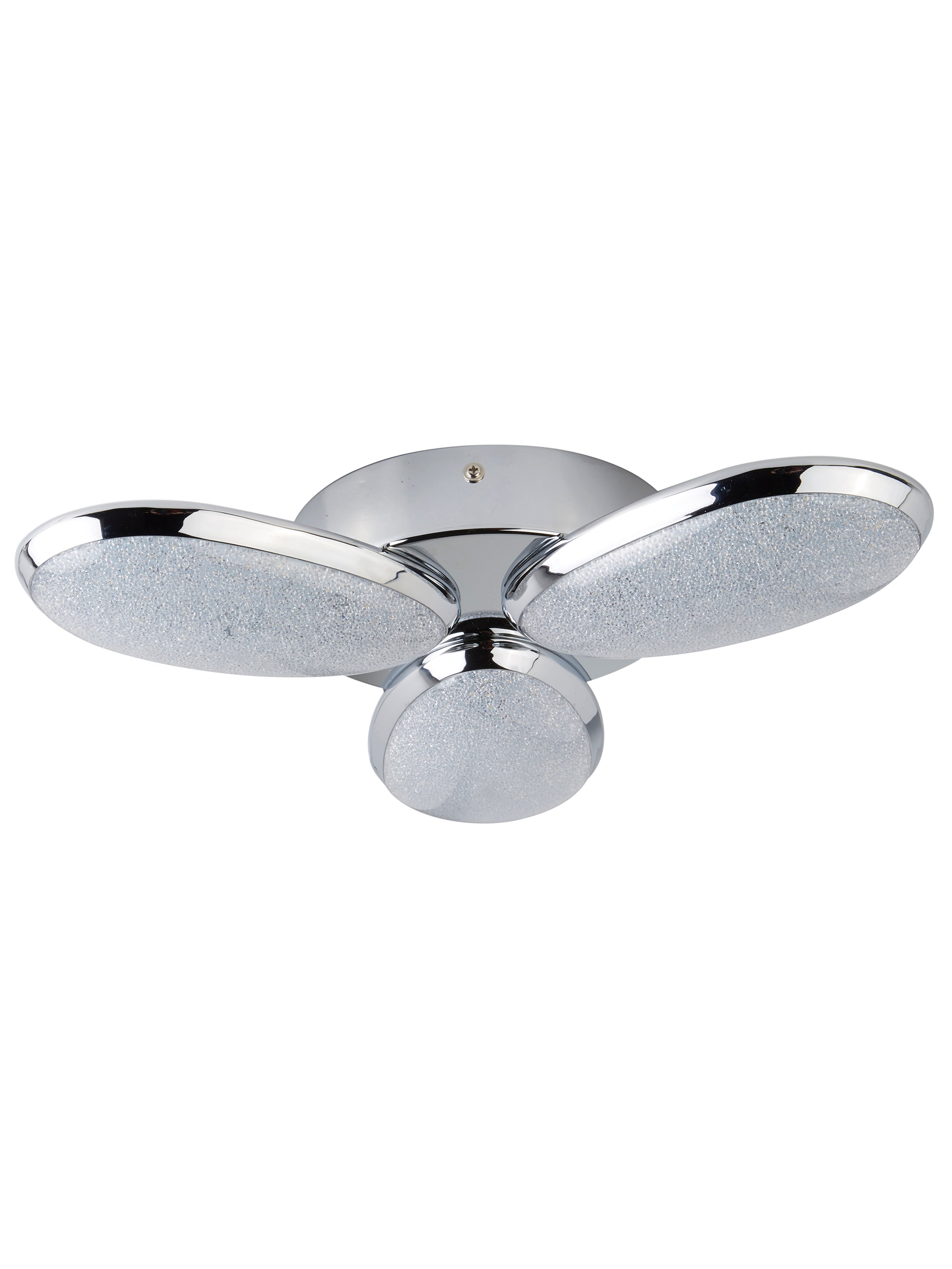 Searchlight Lavan LED 3 Light Flush - Chrome & Crushed Ice Effect Shade