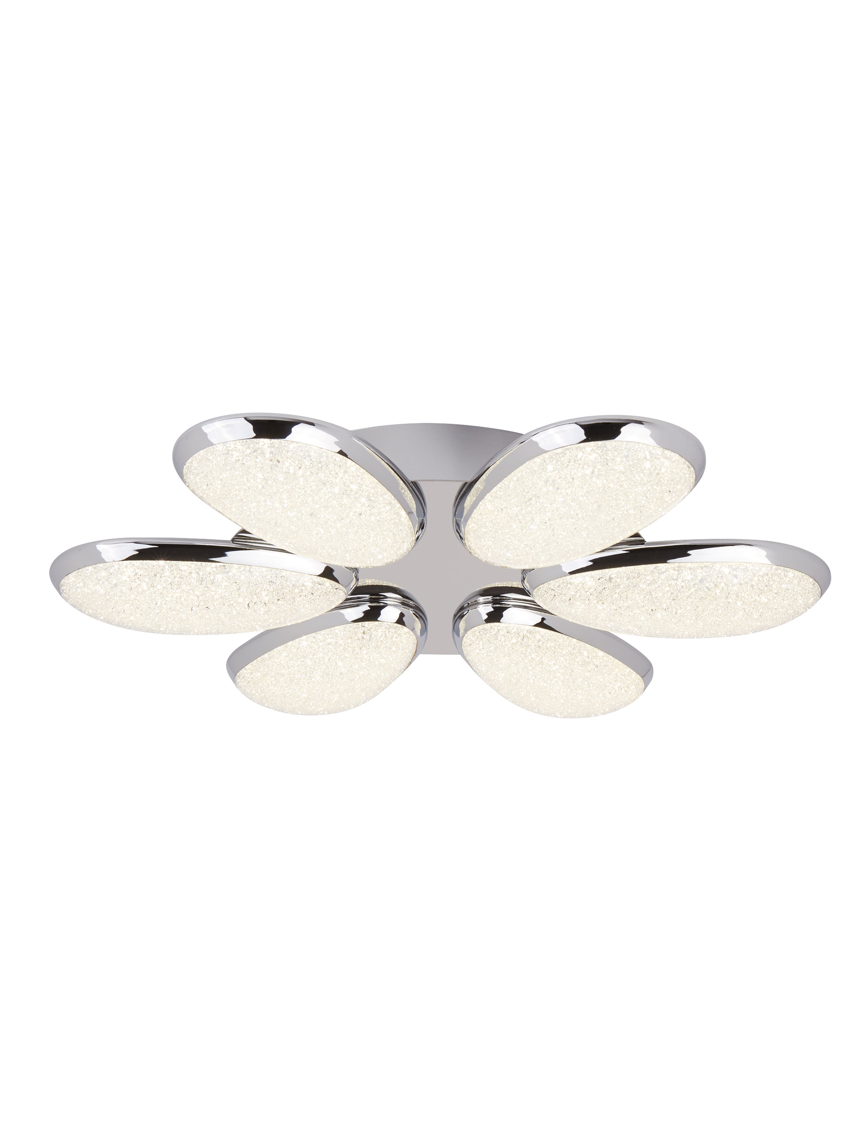 Searchlight Lavan LED 6 Light Flush - Chrome & Crushed Ice Effect Shade