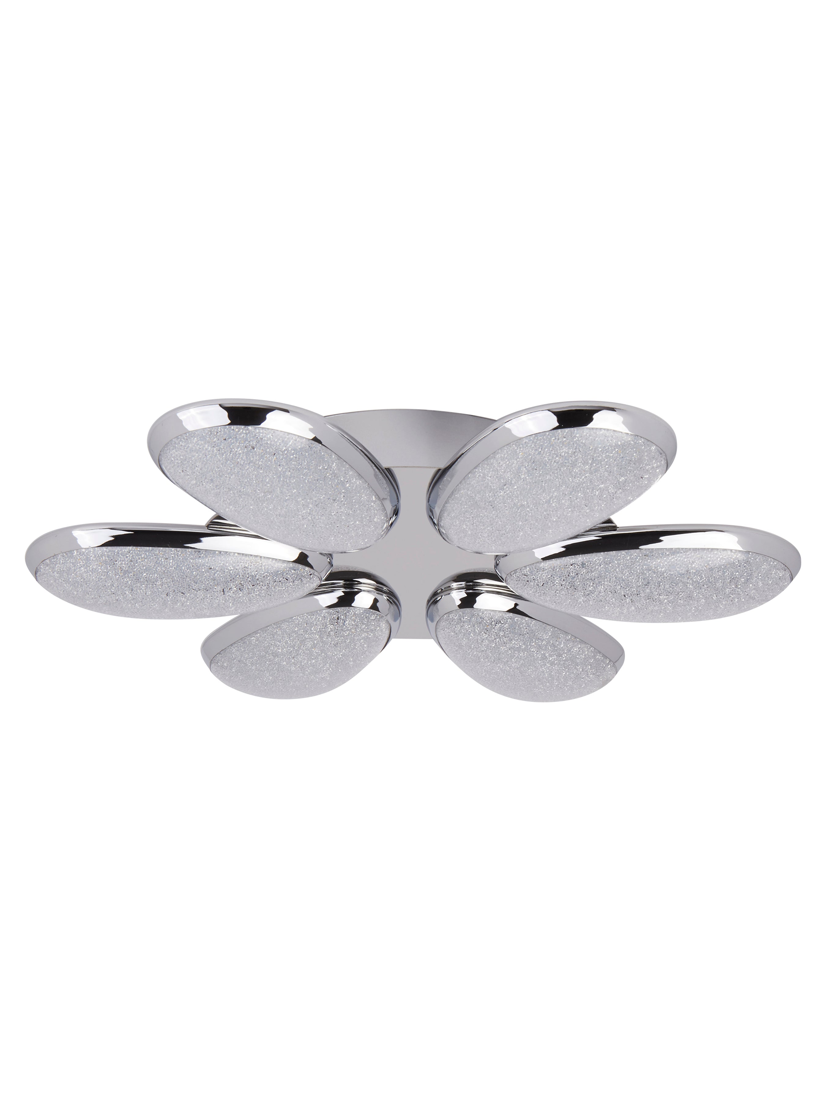 Searchlight Lavan LED 6 Light Flush - Chrome & Crushed Ice Effect Shade