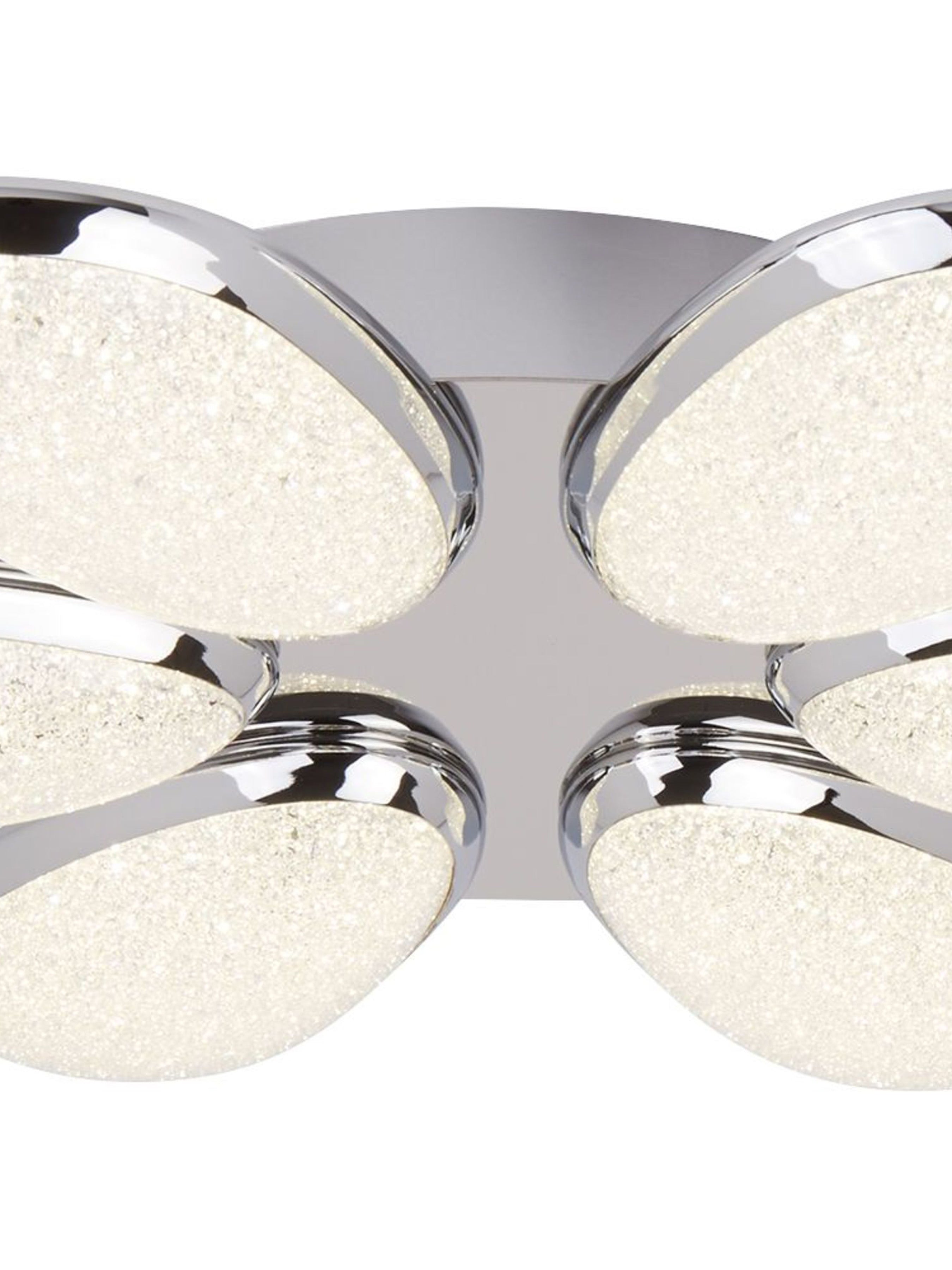 Searchlight Lavan LED 6 Light Flush - Chrome & Crushed Ice Effect Shade