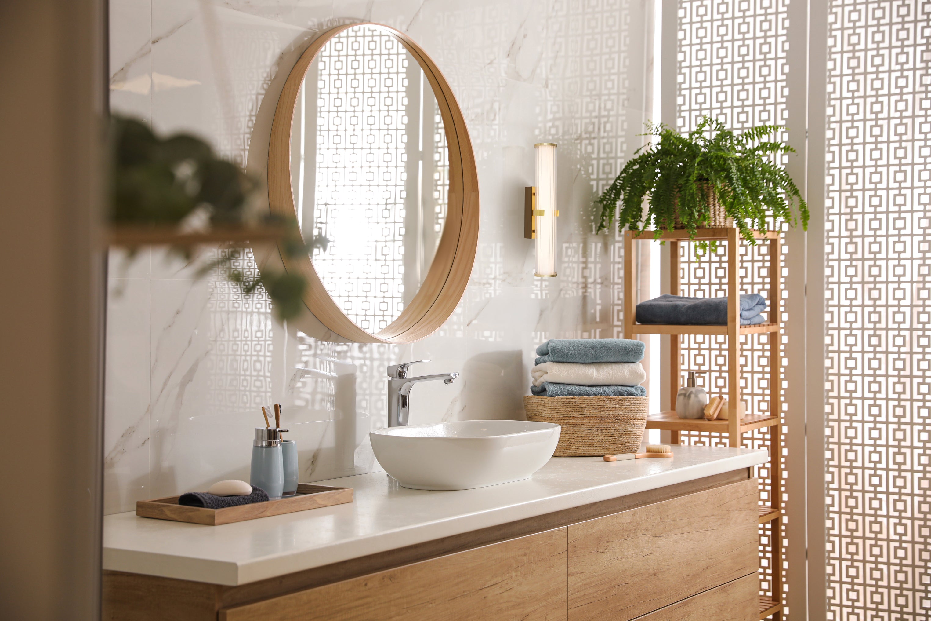 Searchlight Carisbrooke LED Bathroom Wall Light - Gold & Opal Glass - IP44