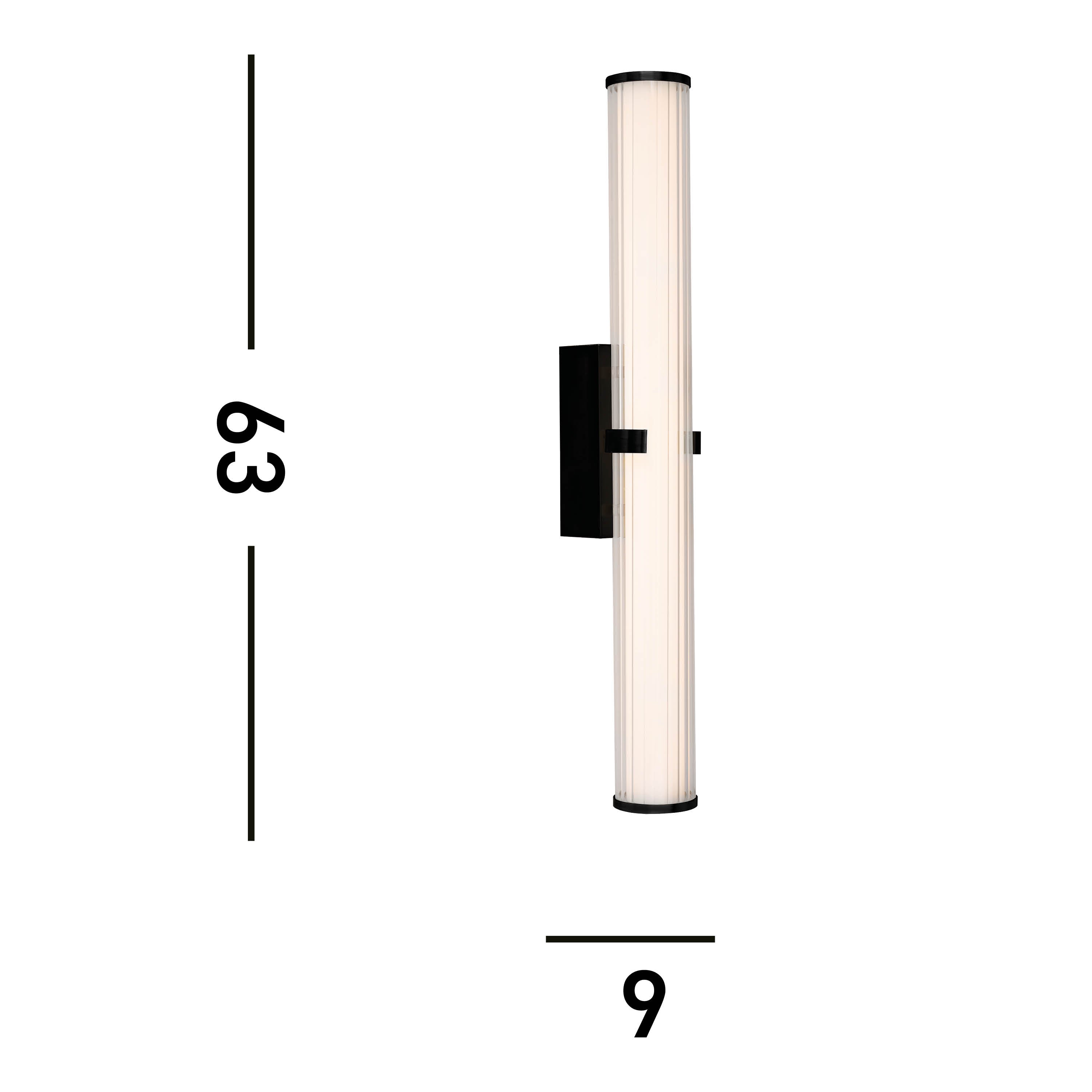 Searchlight Carisbrooke LED Bathroom Large Wall Light - Black & Opal Glass - IP44