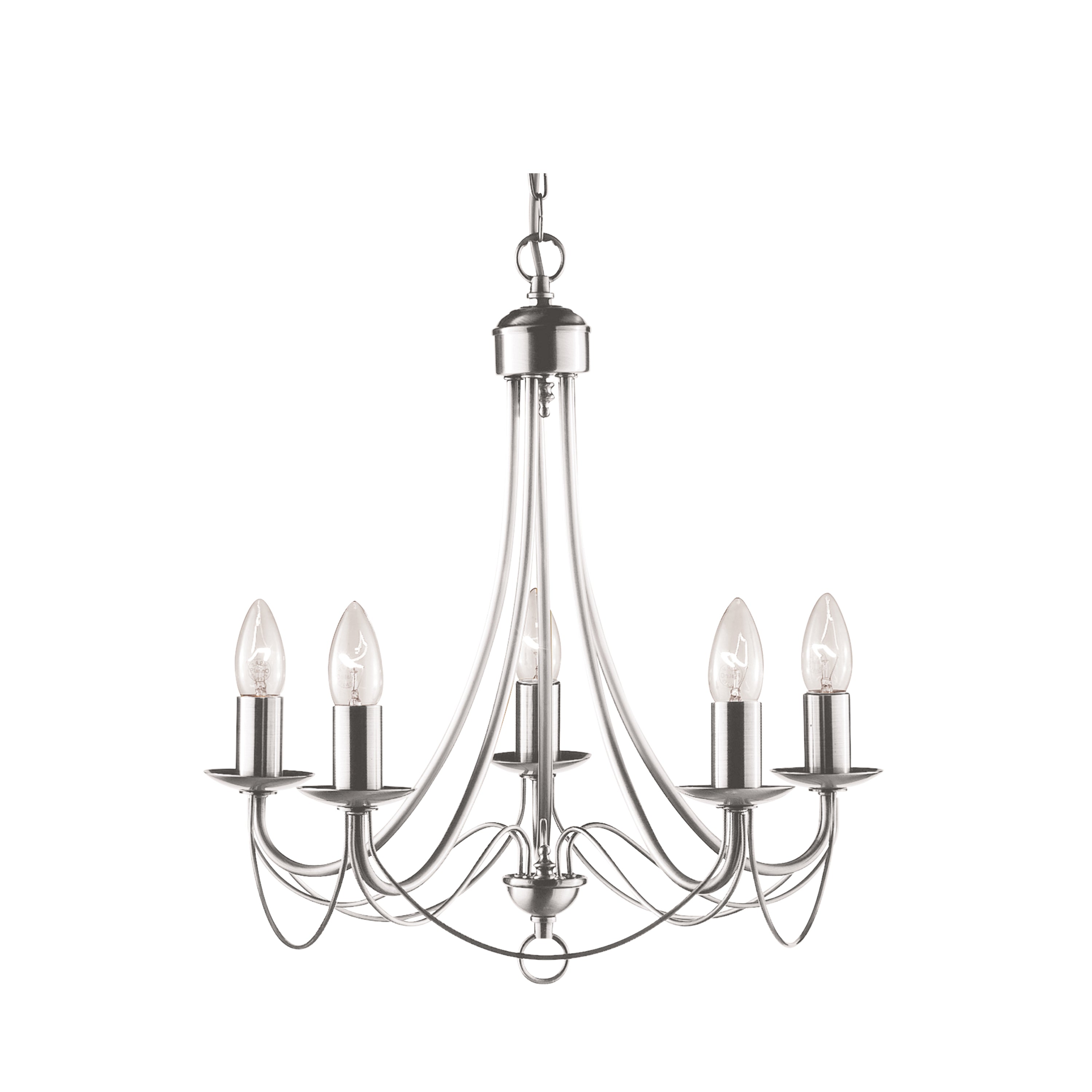Searchlight Marsh Satin Silver 5 Light Multi-arm Fitting, Birdcage Design