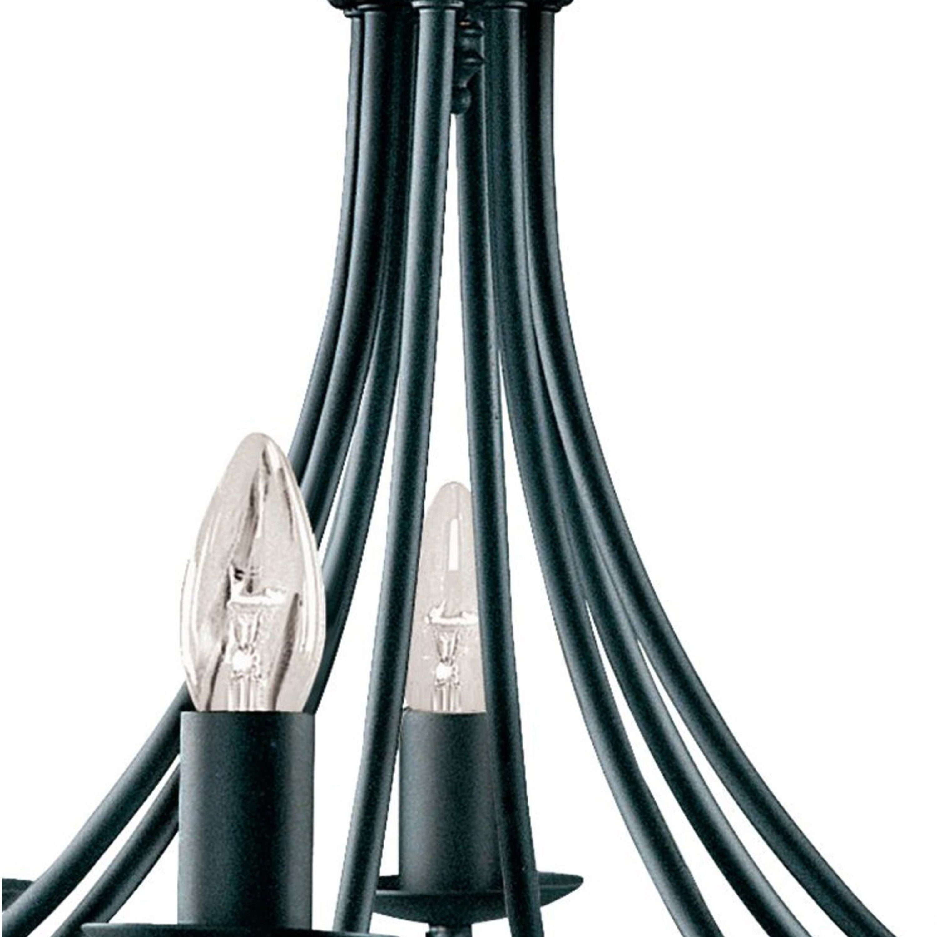 Searchlight Marsh Matt Black 8 Light Multi-arm Fitting, Birdcage Design