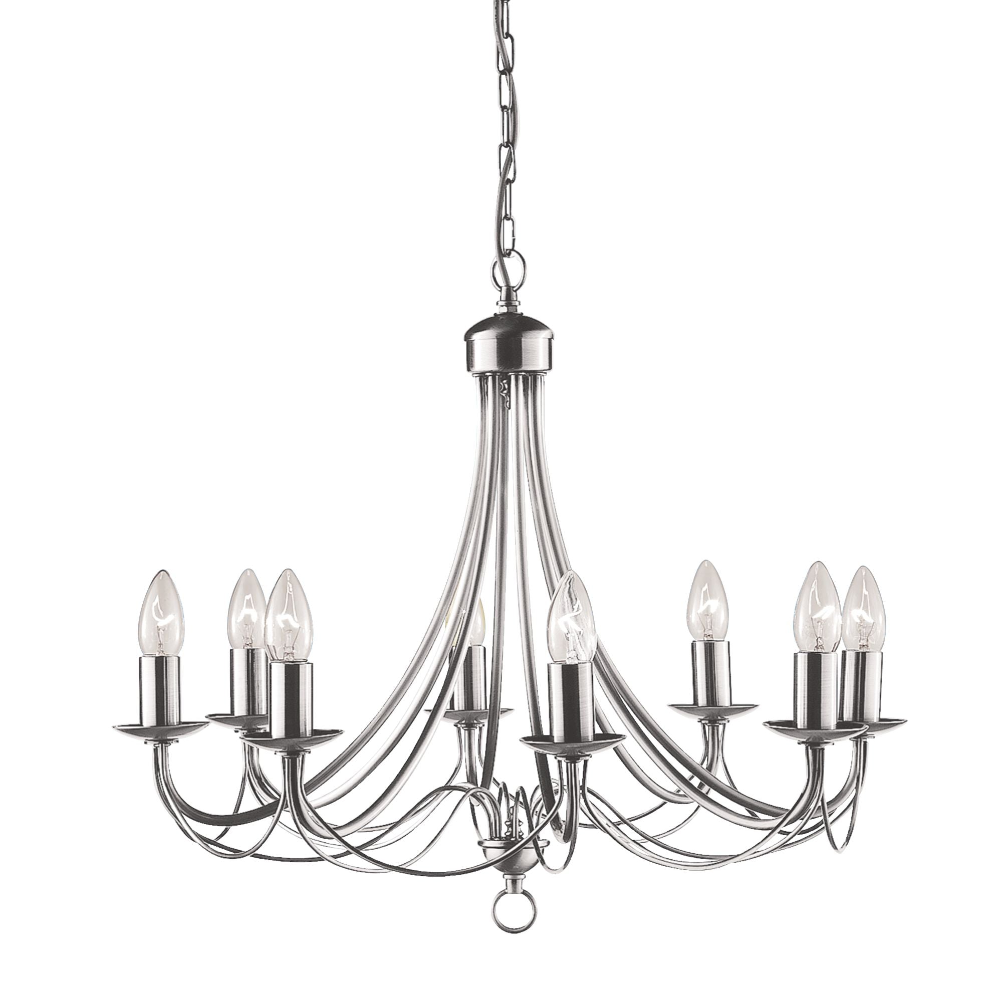 Searchlight Marsh Satin Silver 8 Light Multi-arm Fitting, Birdcage Design