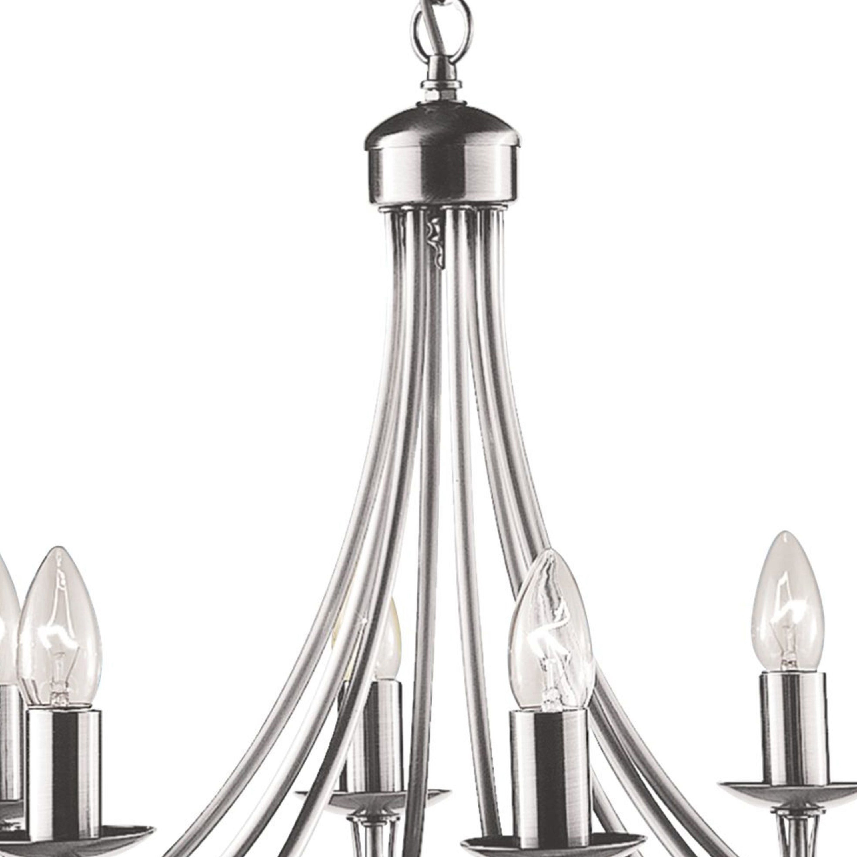 Searchlight Marsh Satin Silver 8 Light Multi-arm Fitting, Birdcage Design