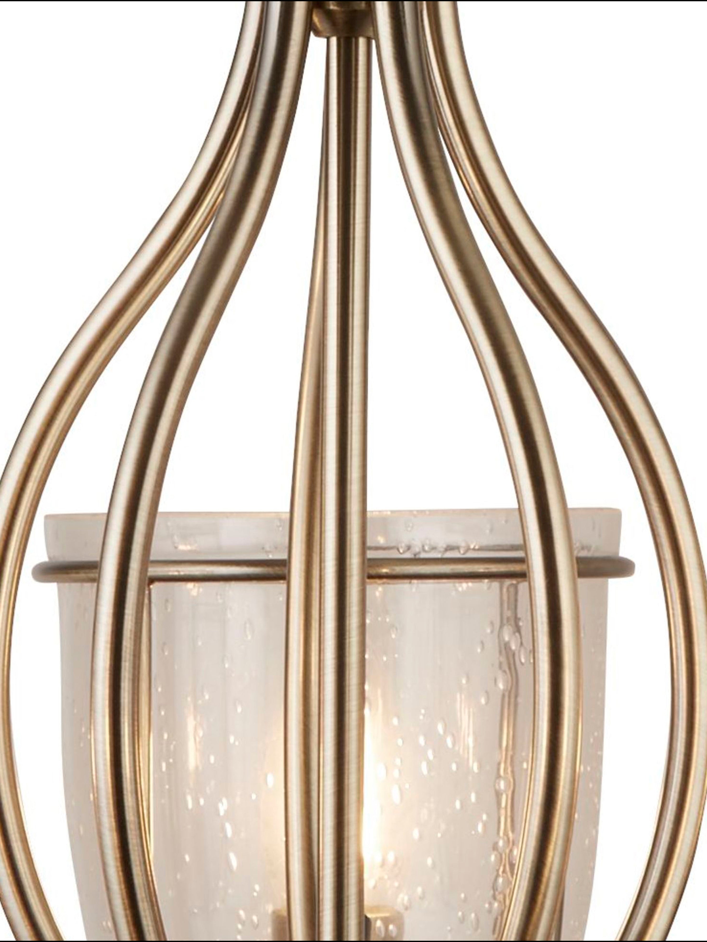 Searchlight Sims Antique Brass 5 Light Fitting With Clear Seeded Glass Shades