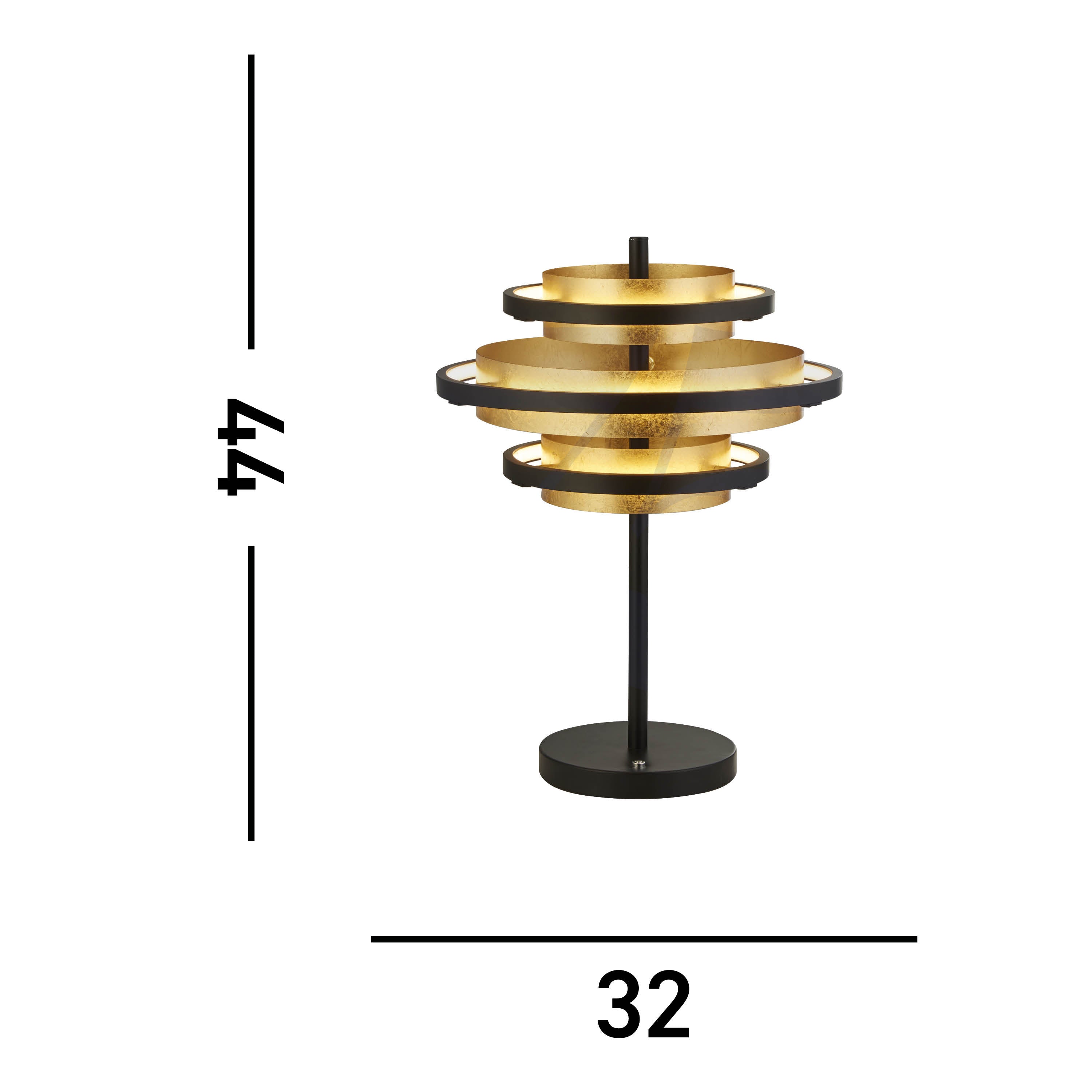 Searchlight Hankin 3 Light LED Table Lamp - Black & Gold Leaf